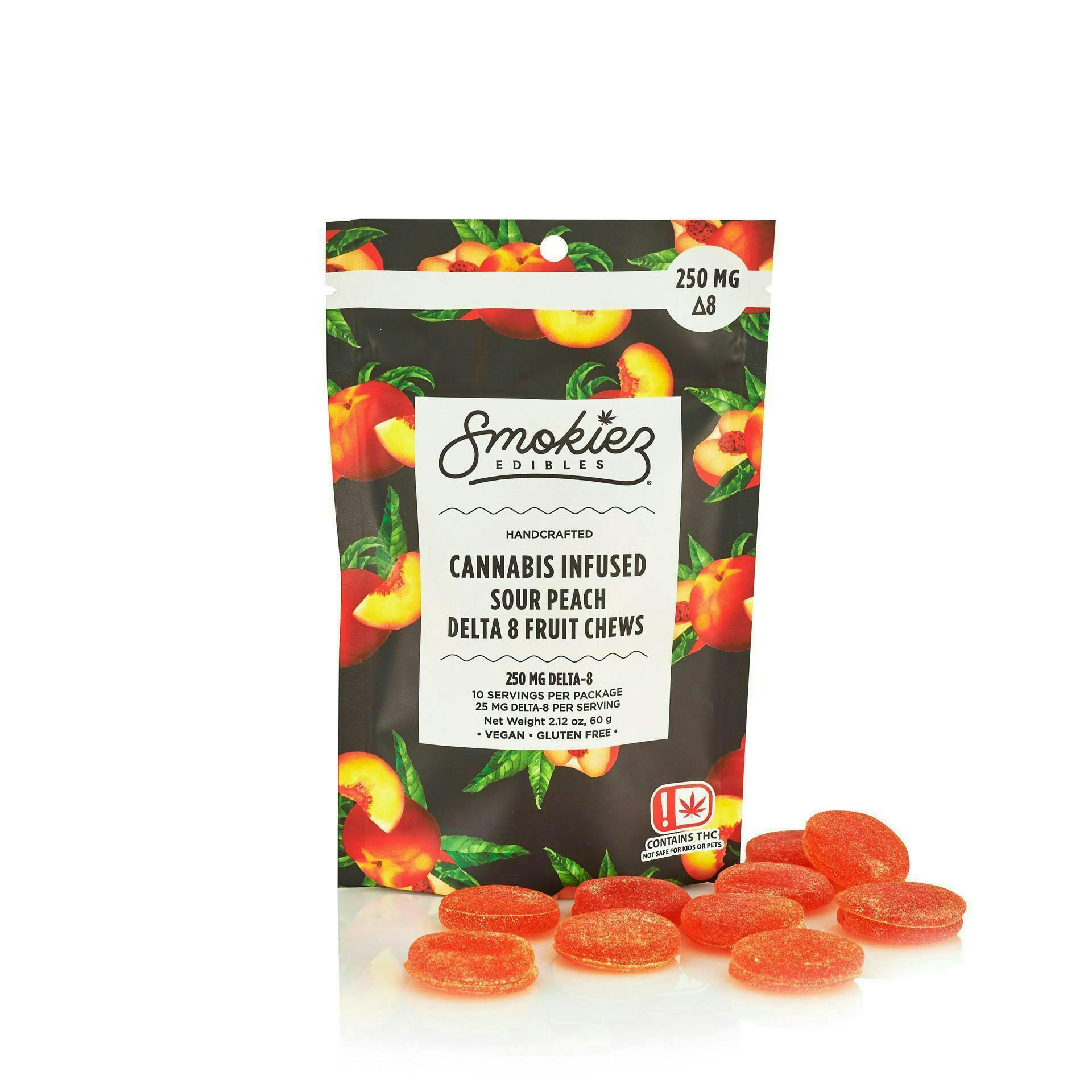Sour Peach Delta-8 Gummies | 250mg | 10ct | 25mg/ea