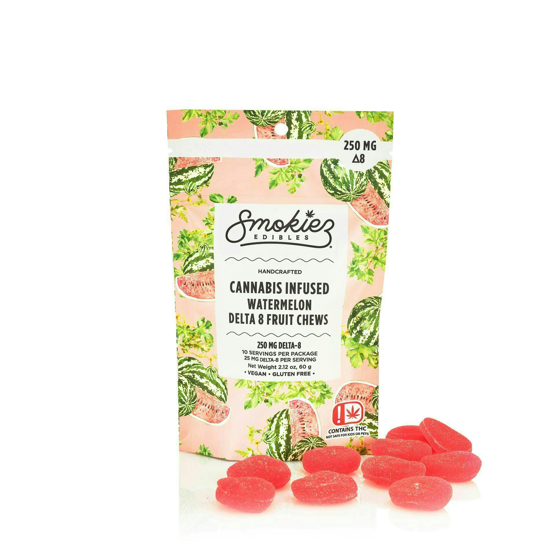 Watermelon Delta-8 Gummies | 250mg | 10ct | 25mg/ea