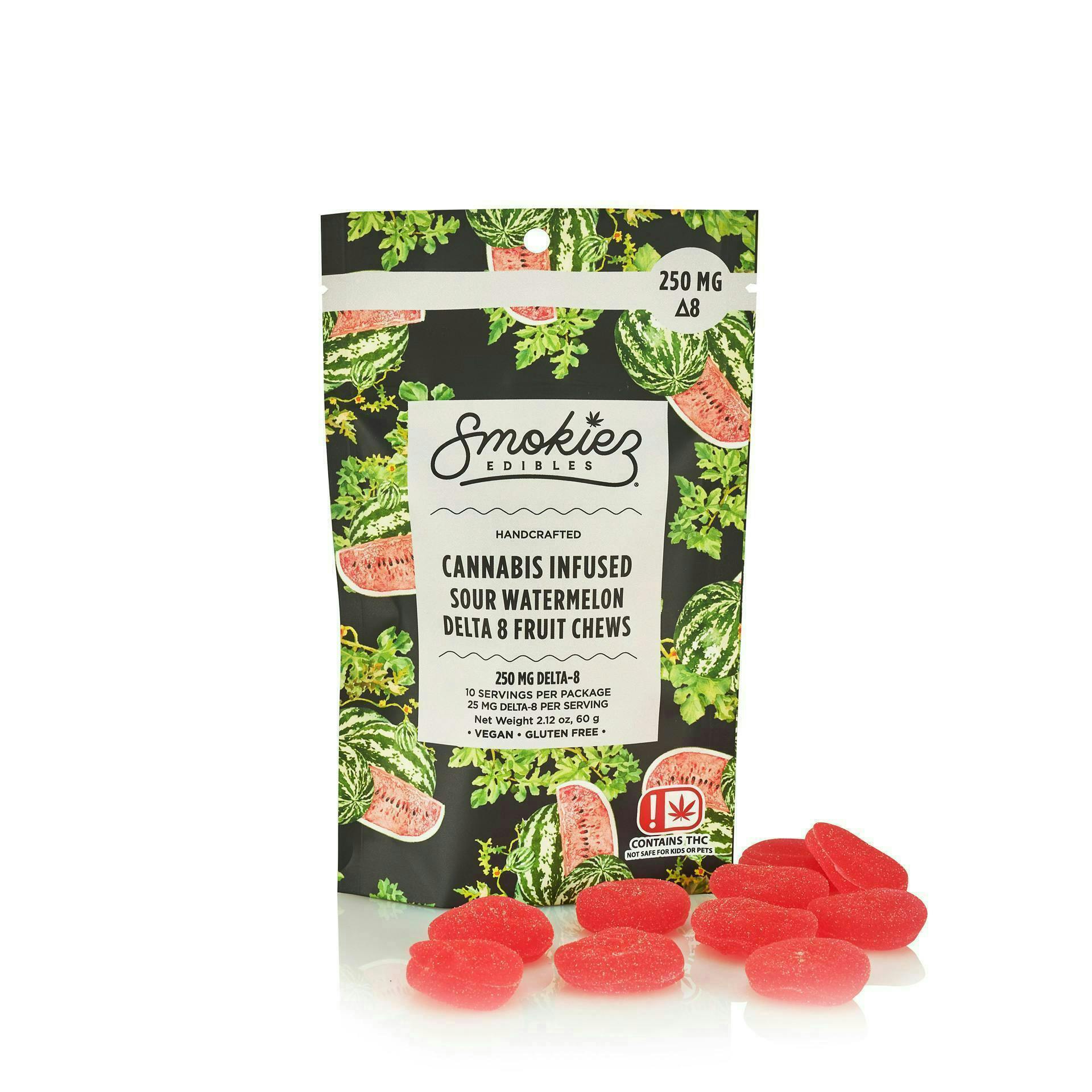 Sour Watermelon Delta-8 Gummies | 250mg | 10ct | 25mg/ea