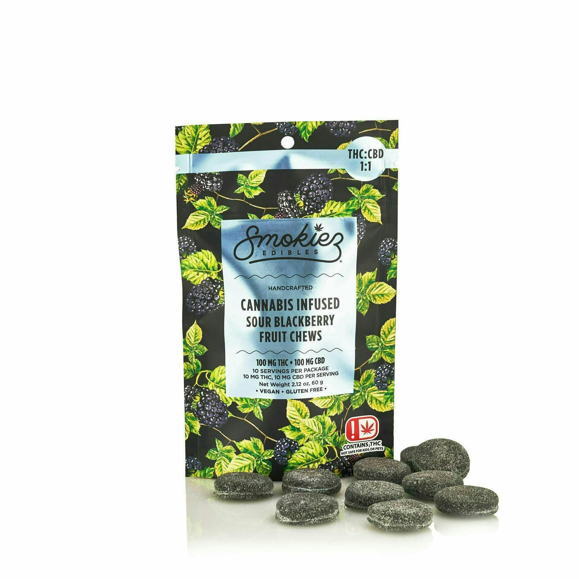 Sour Blackberry Gummies THC:CBD 1:1 | 100mg | 10ct | 10mg/ea