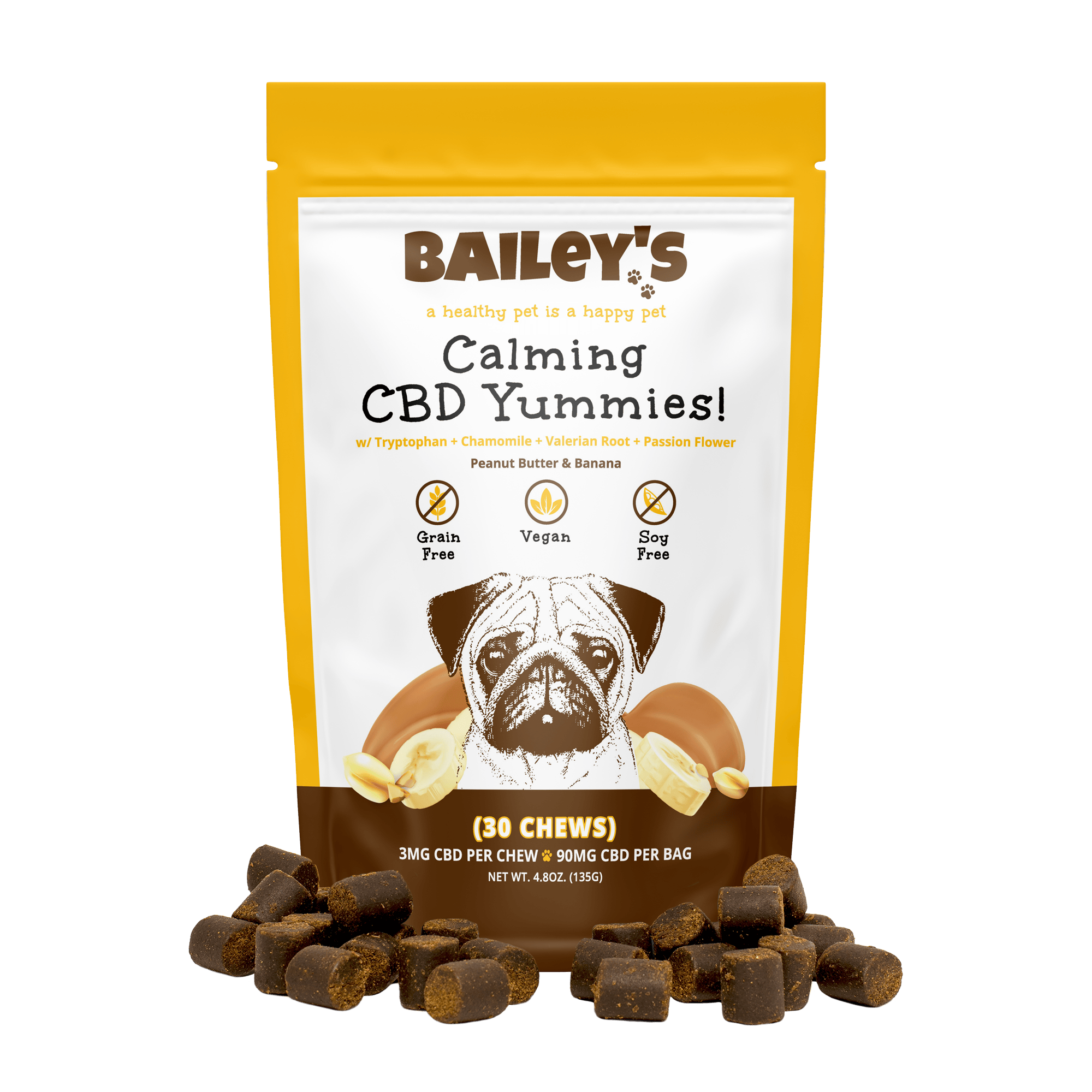 Bailey's CBD: Calming Yummies! Bag - Per Chew - Peanut Butter & Banana