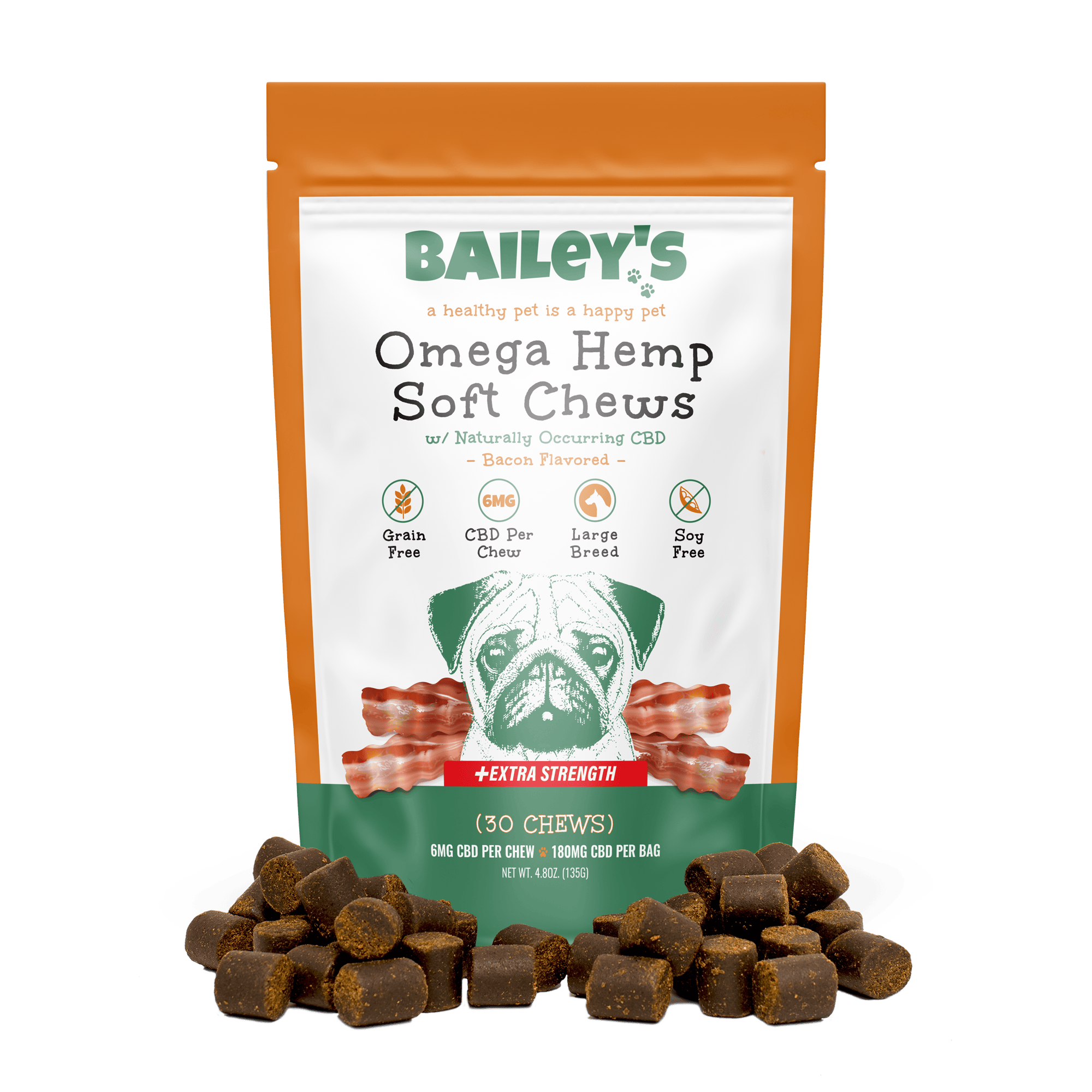 Large Breed Omega Hemp Soft Chews 6MG CBD Per Chew - 30 ct Bag