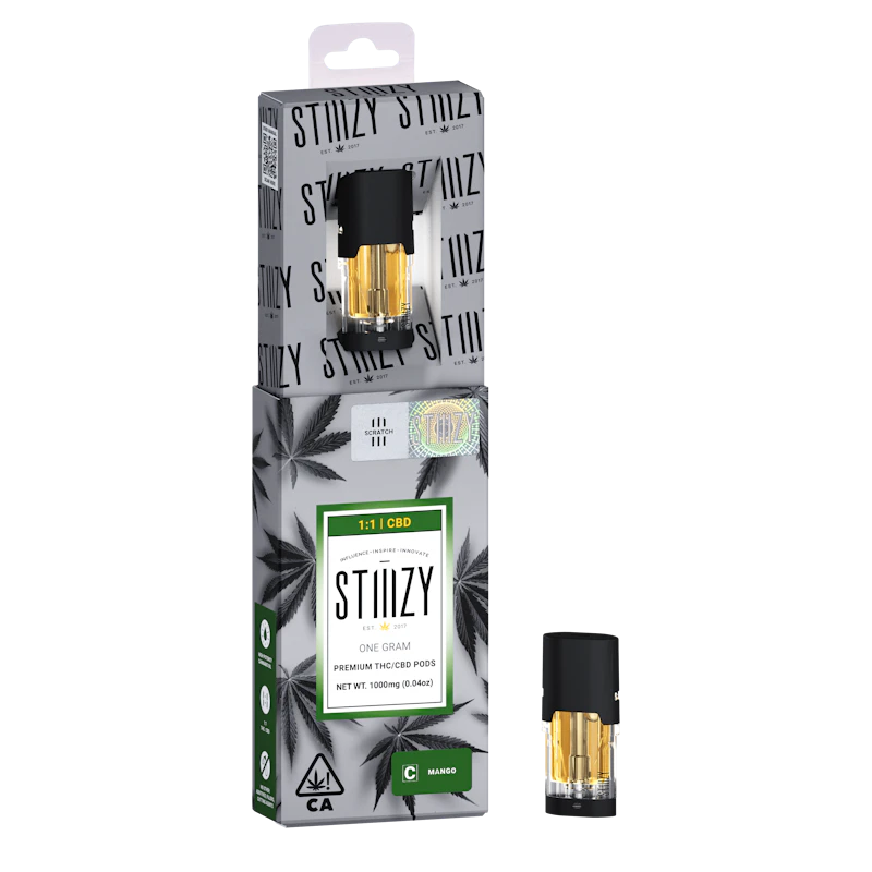 STIIIZY Vape Cartridge - MANGO 1G 1:1 (CBD/THC) Original Pod - STIIIZY, CBD : THC