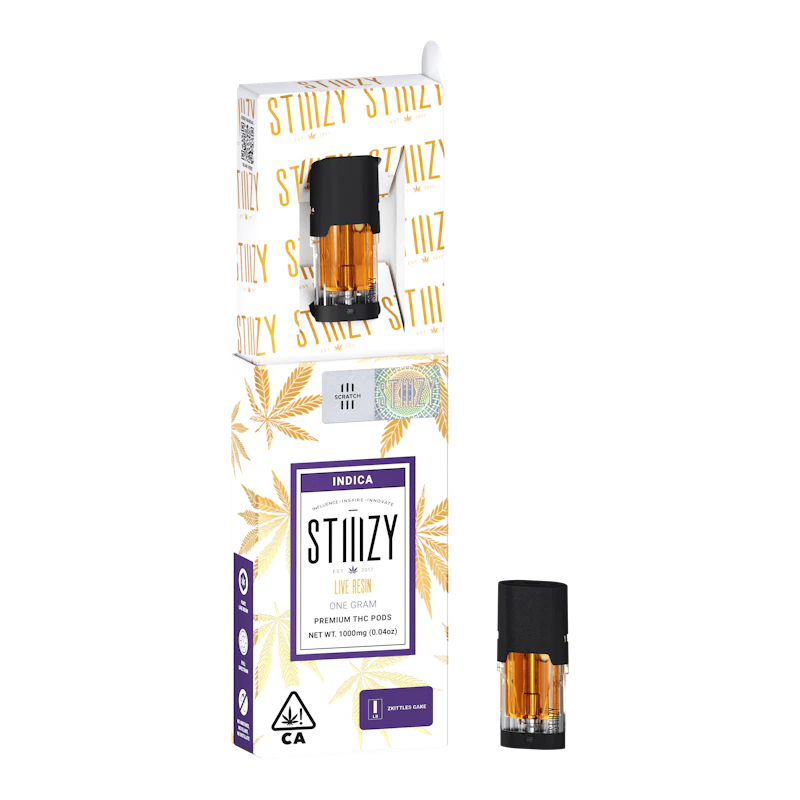 STIIIZY Vape Cartridge - ZKITTLES CAKE 1G Live Resin Pod - STIIIZY, Cartridges