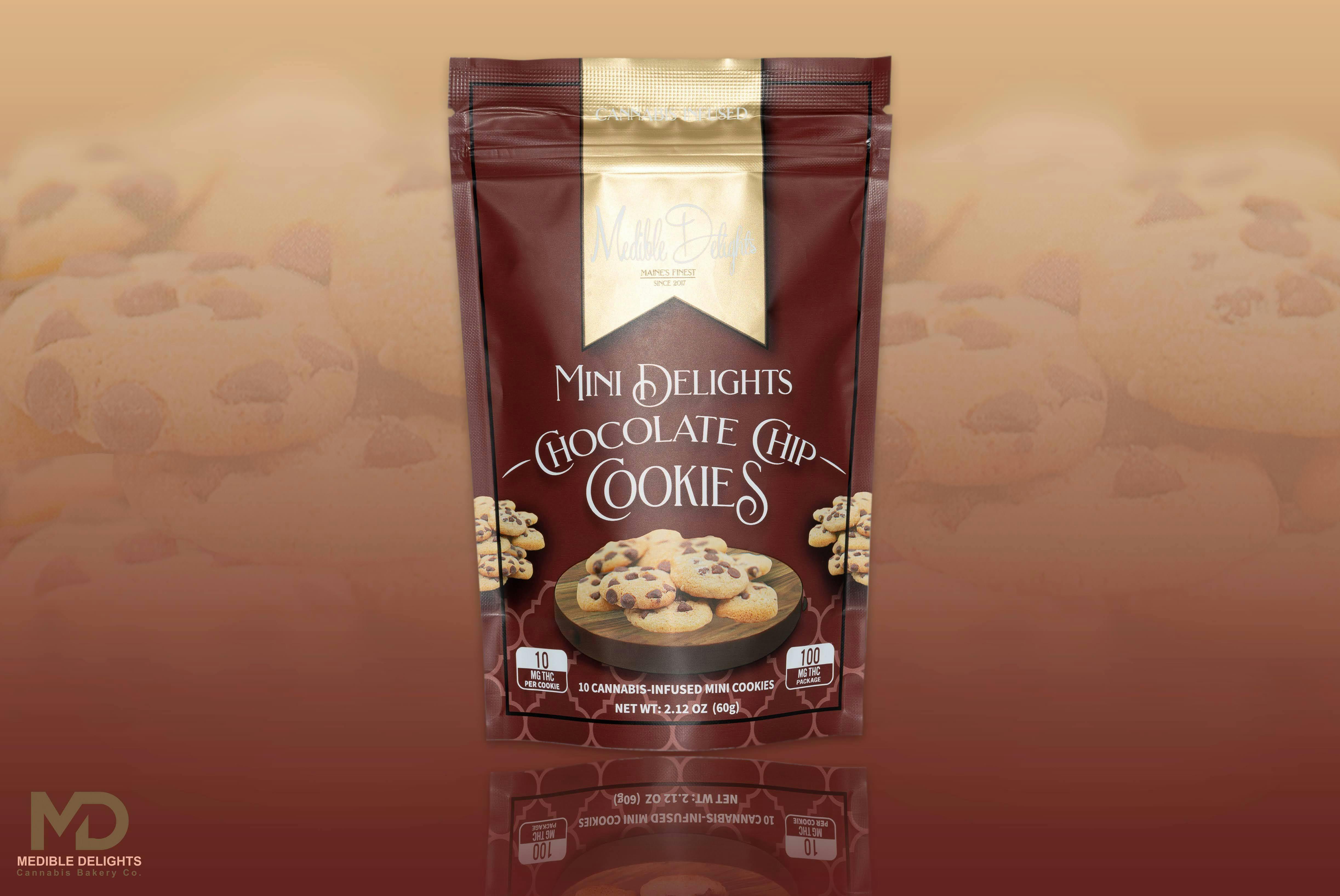 Chocolate Chip Mini Cookies 100mg THC by Medible Delights