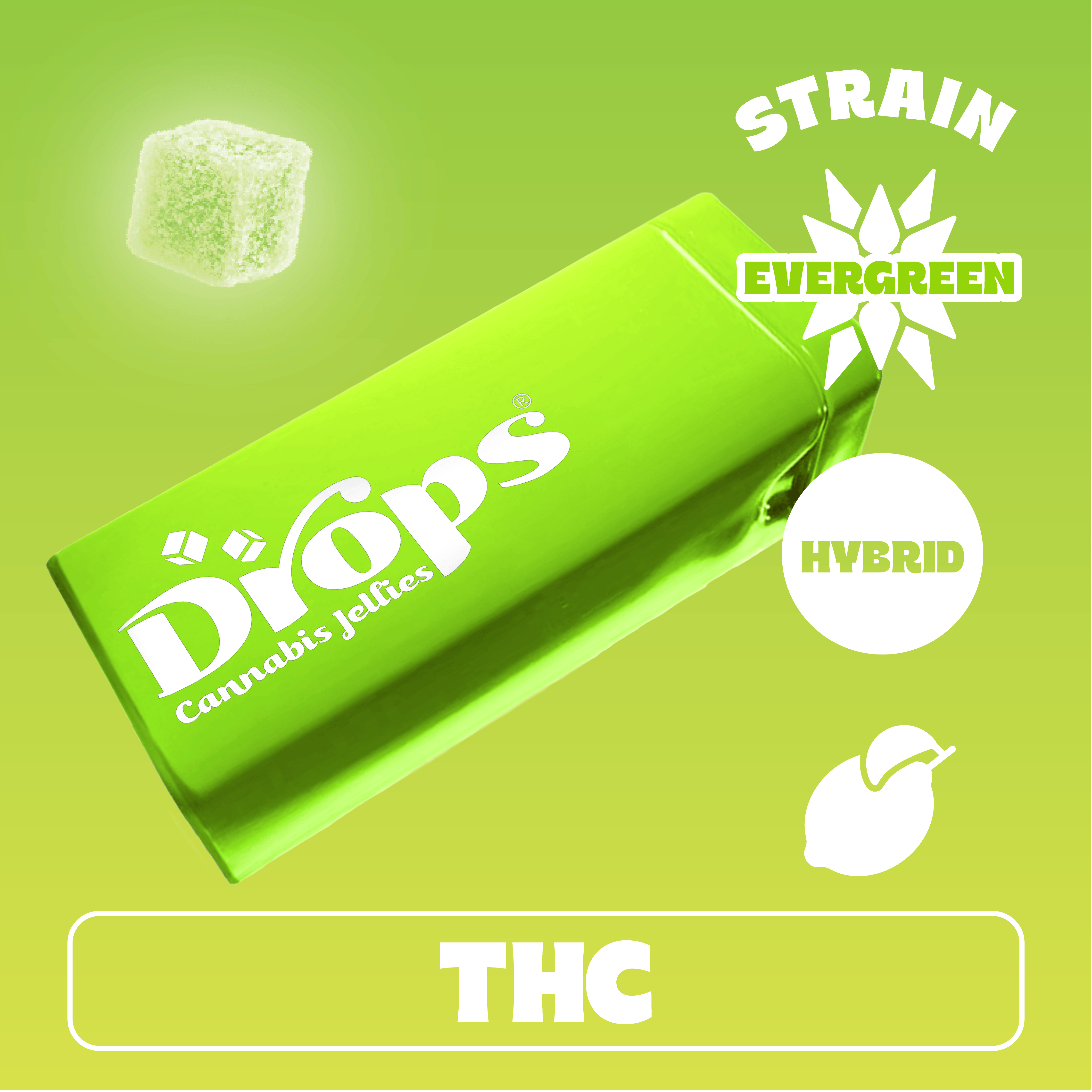 Drops | Lime 20pc Evergreen | Hybrid (100mg THC)