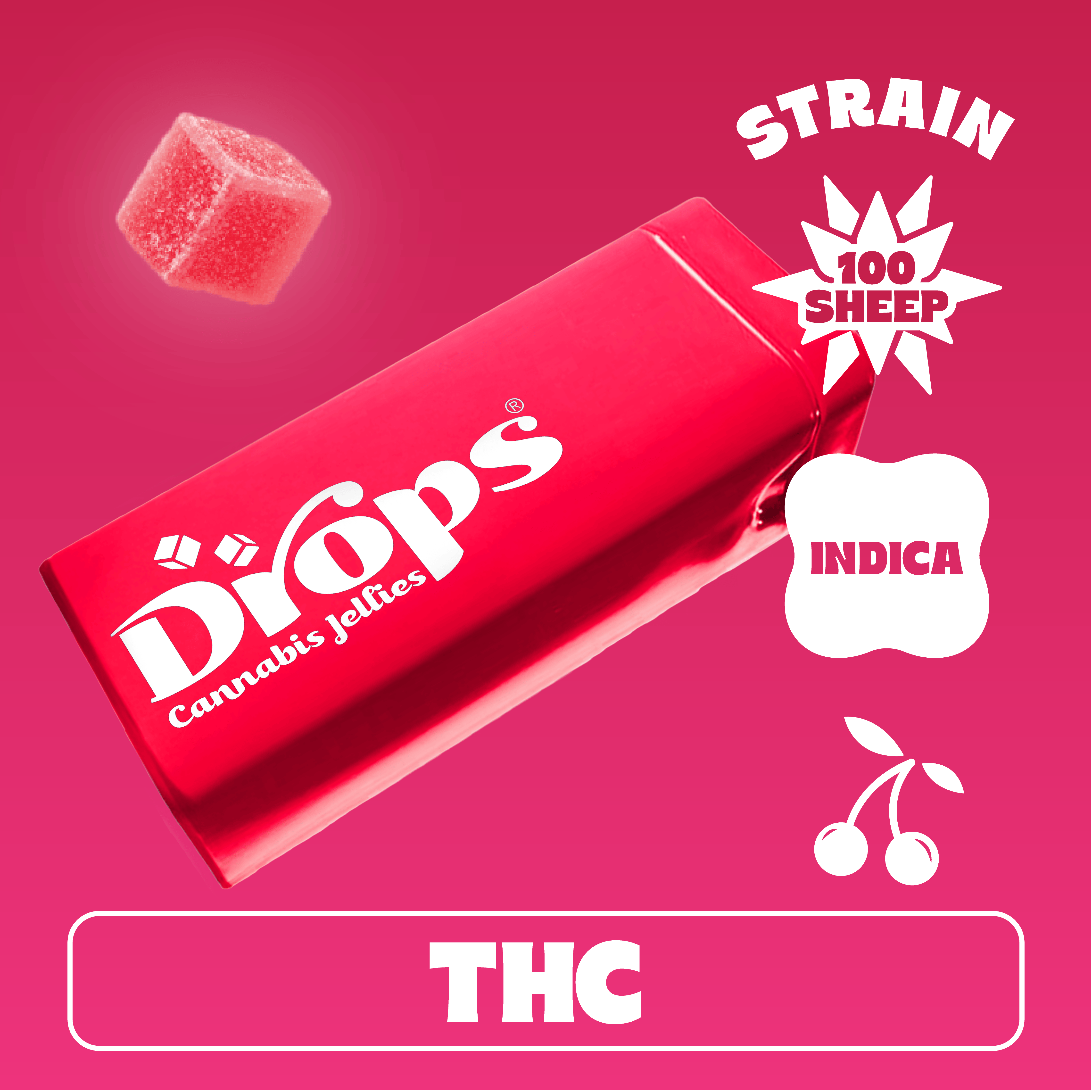 Drops | Cherry 20pc 100 Sheep| Indica (100mg THC)