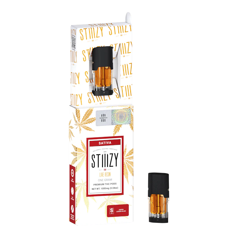 STIIIZY Vape Cartridge - SUPER LEMON HAZE 1G Live Resin Pod - STIIIZY, Cartridges
