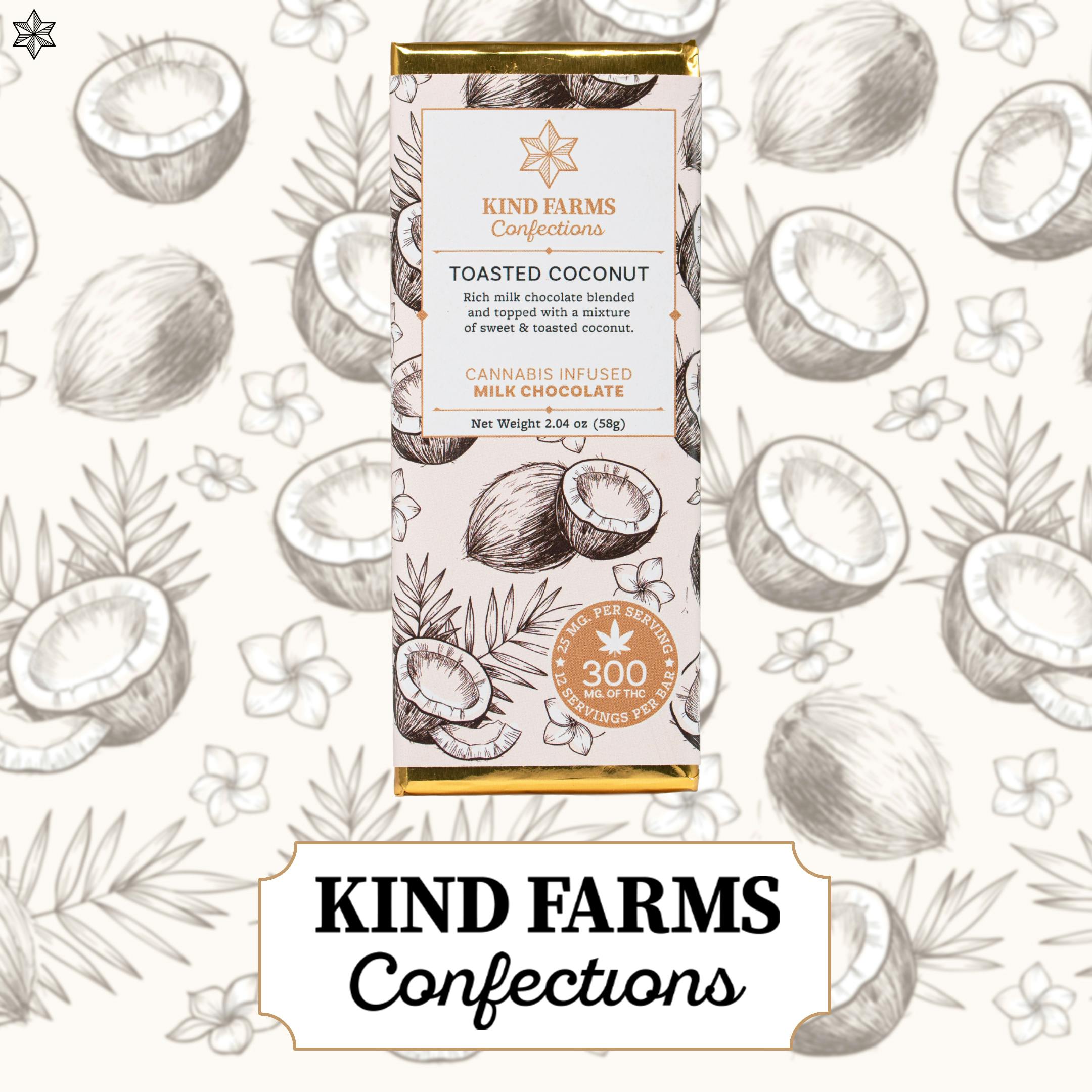 Toasted Coconut Bar 300mg THC - Kind Farms Confections by Kind Farms Reserve