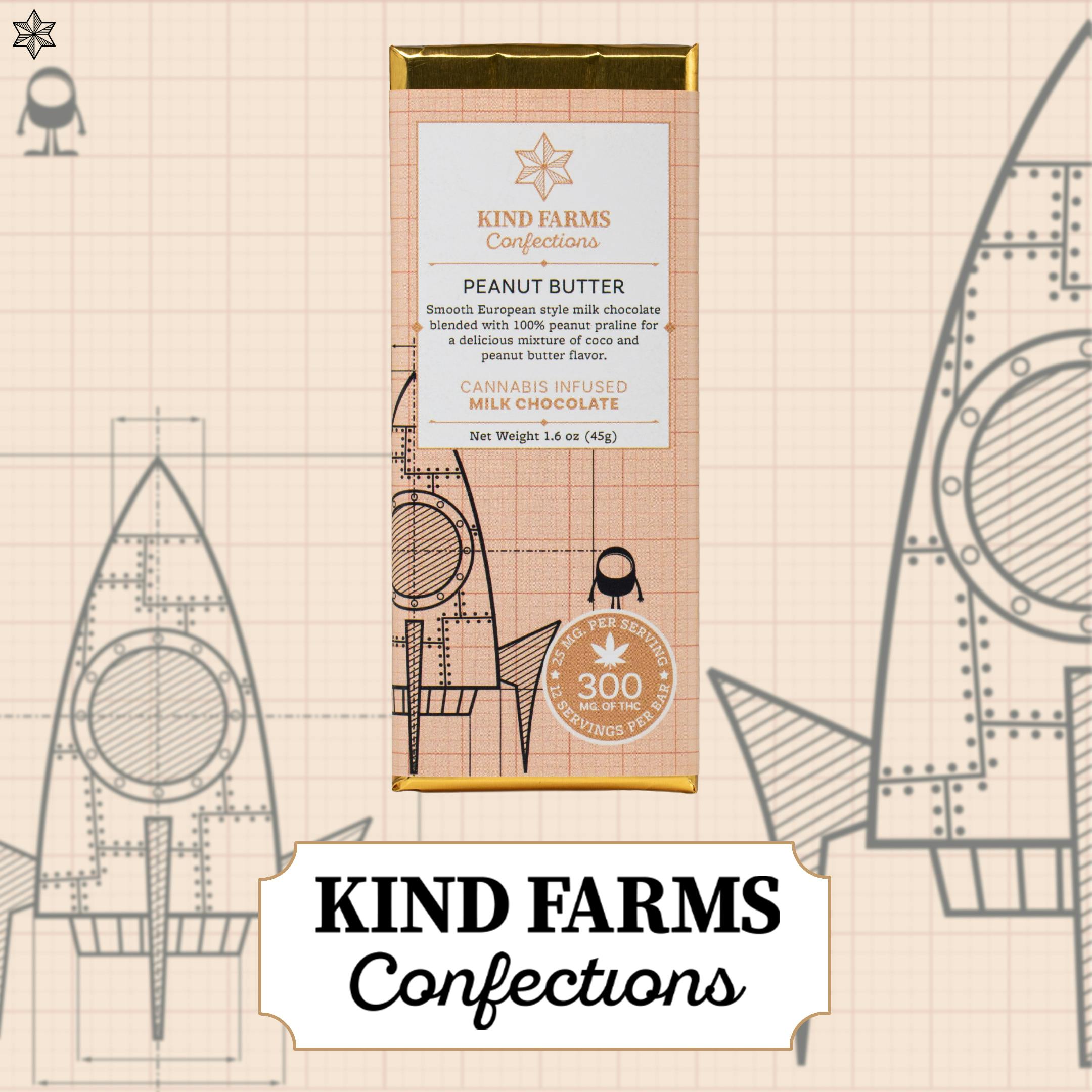 Milk Peanut Butter Bar 300mg THC - Kind Farms Confections by Kind Farms Reserve