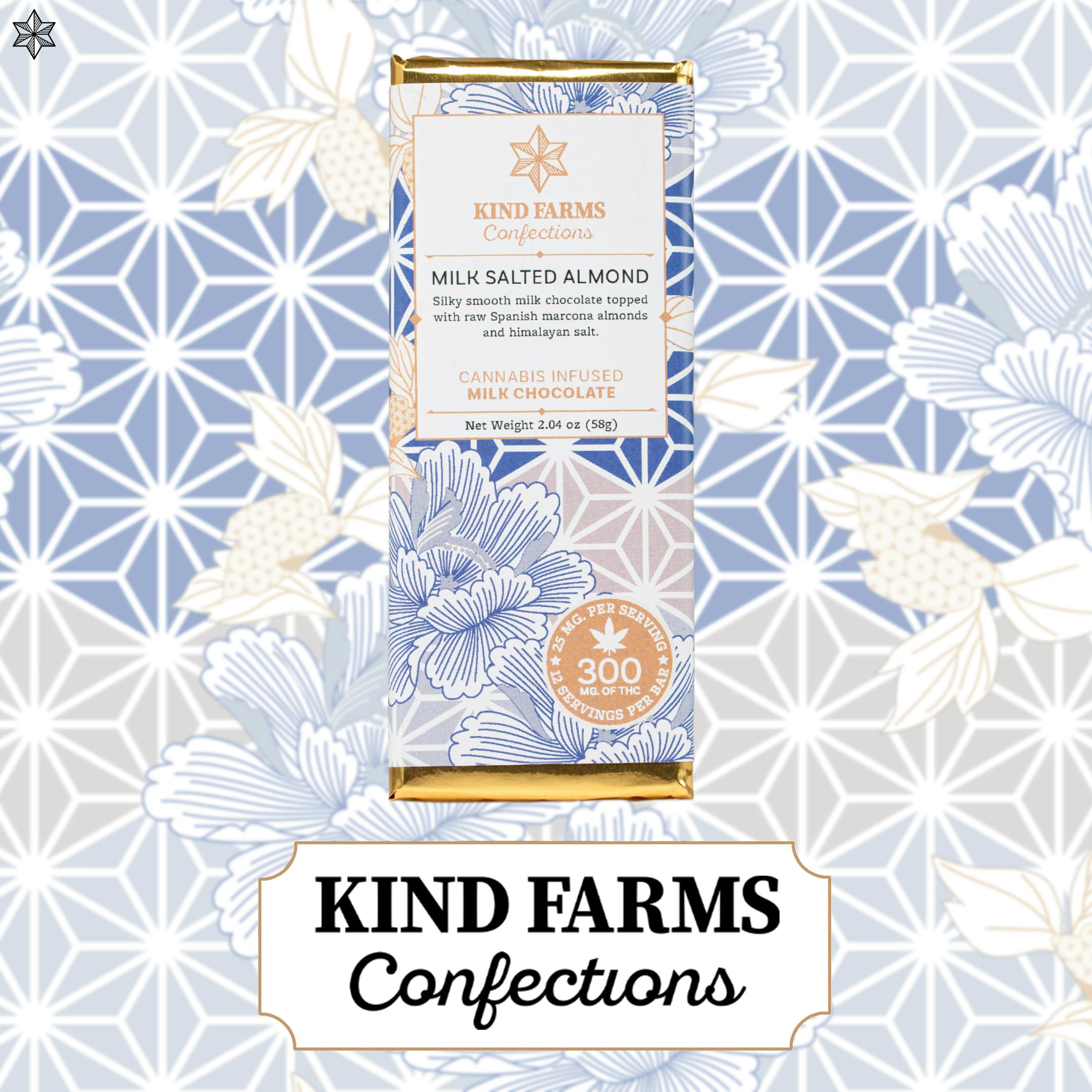 Milk Salted Almond Bar 300mg THC - Kind Farms Confections by Kind Farms Reserve
