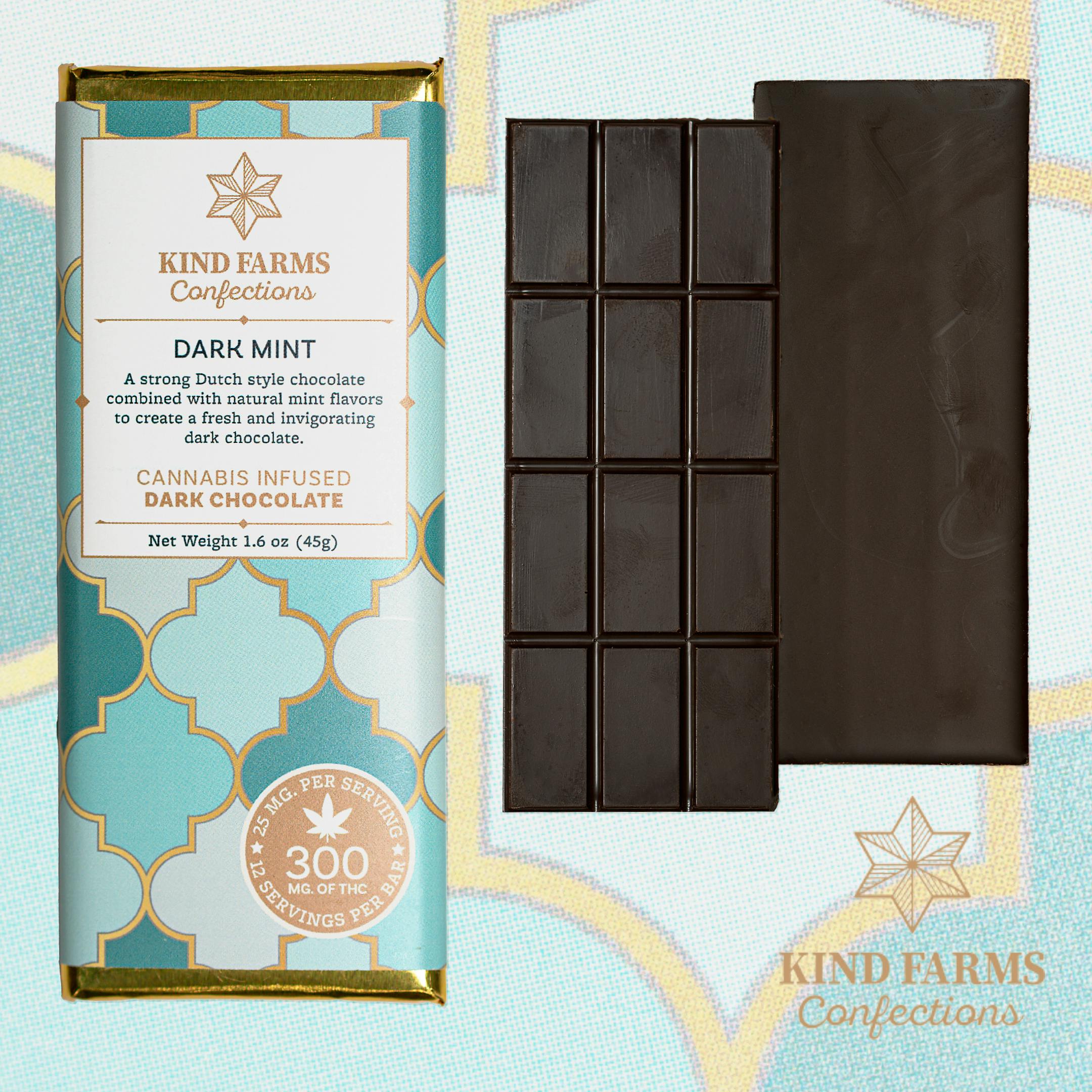 Dark Mint Bar 300mg THC - Kind Farms Confections by Kind Farms Reserve