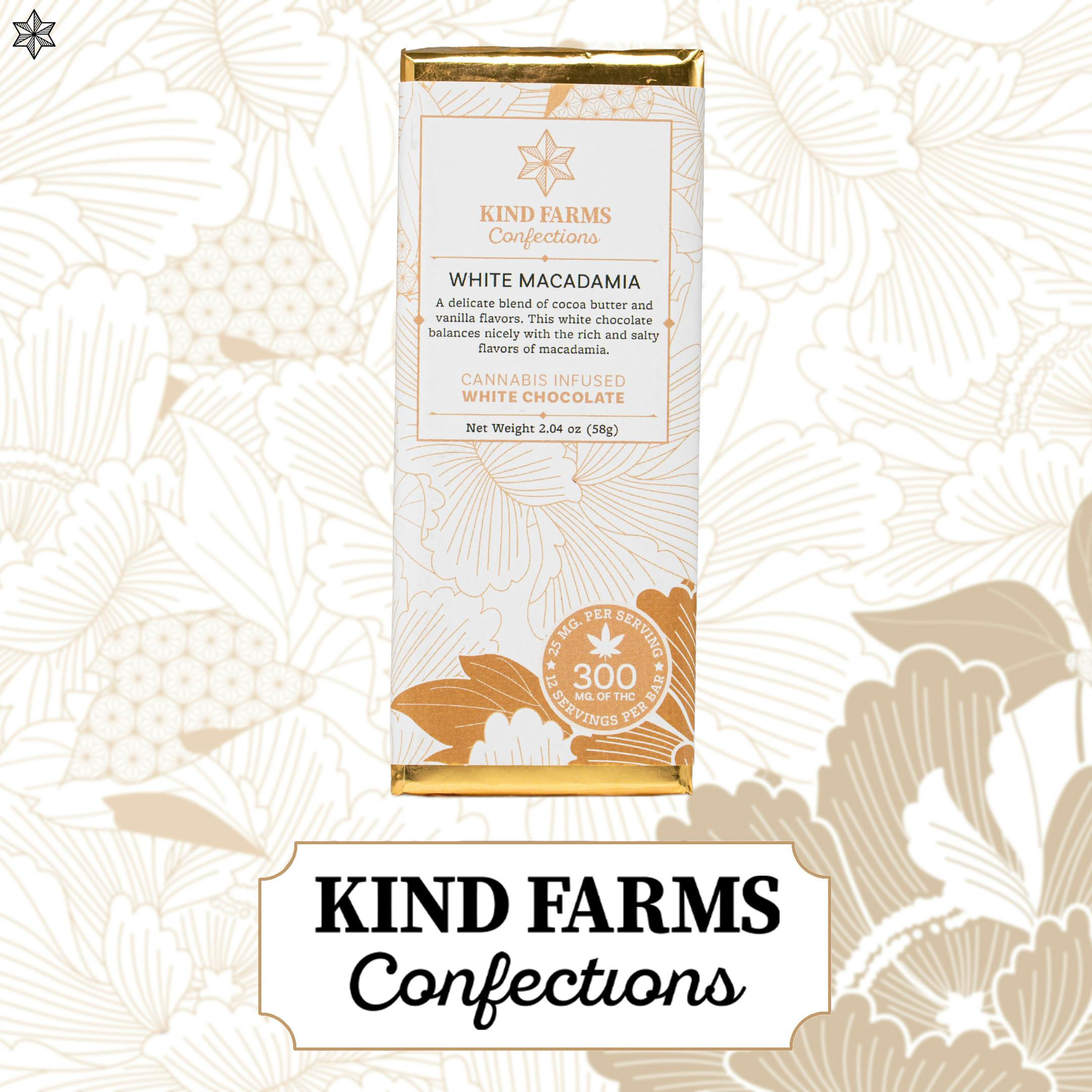 White Macadamia Bar 300mg THC - Kind Farms Confections by Kind Farms Reserve