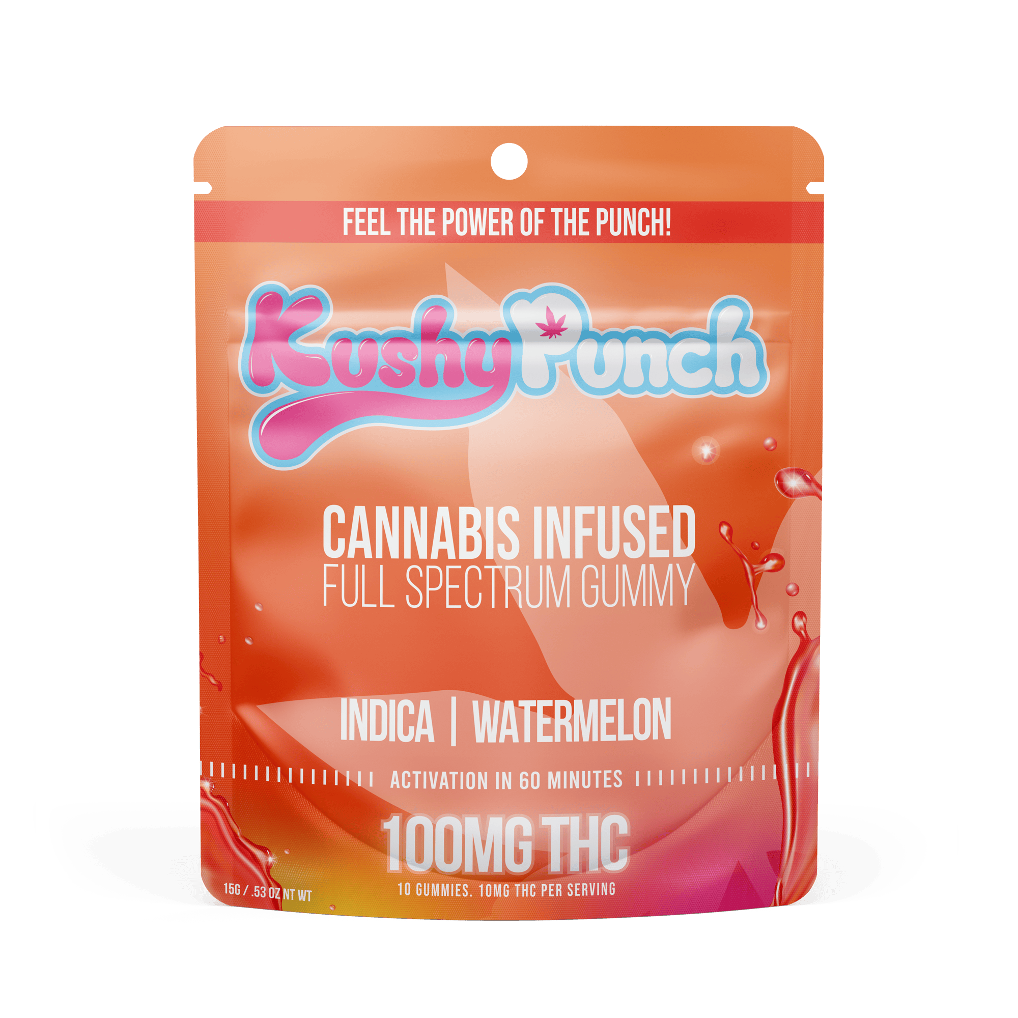 Kushy Punch: Watermelon Gummies - 100mg - 10ct - 10mg/ea