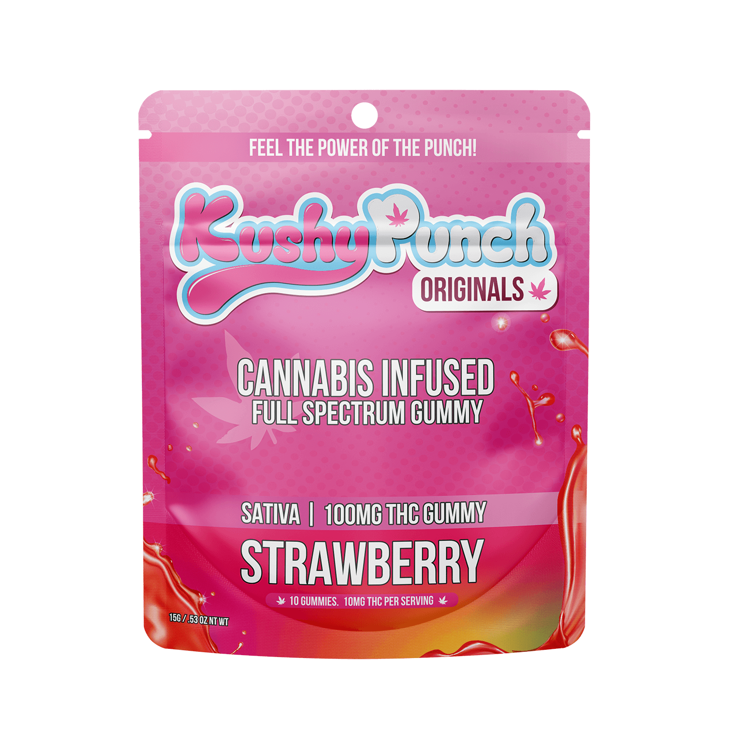Kushy Punch: Strawberry Gummies - 100mg - 10ct - 10mg/ea