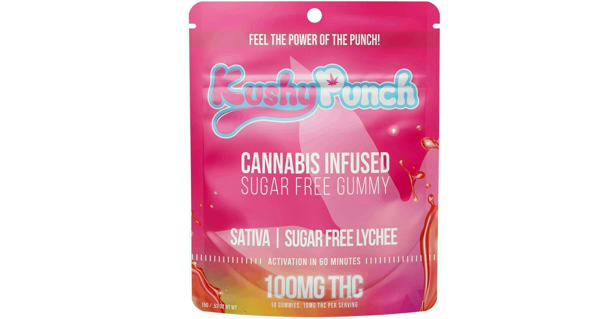 Kushy Punch: Sugar Free - Lychee Gummies - 100mg - 10ct - 10mg/ea