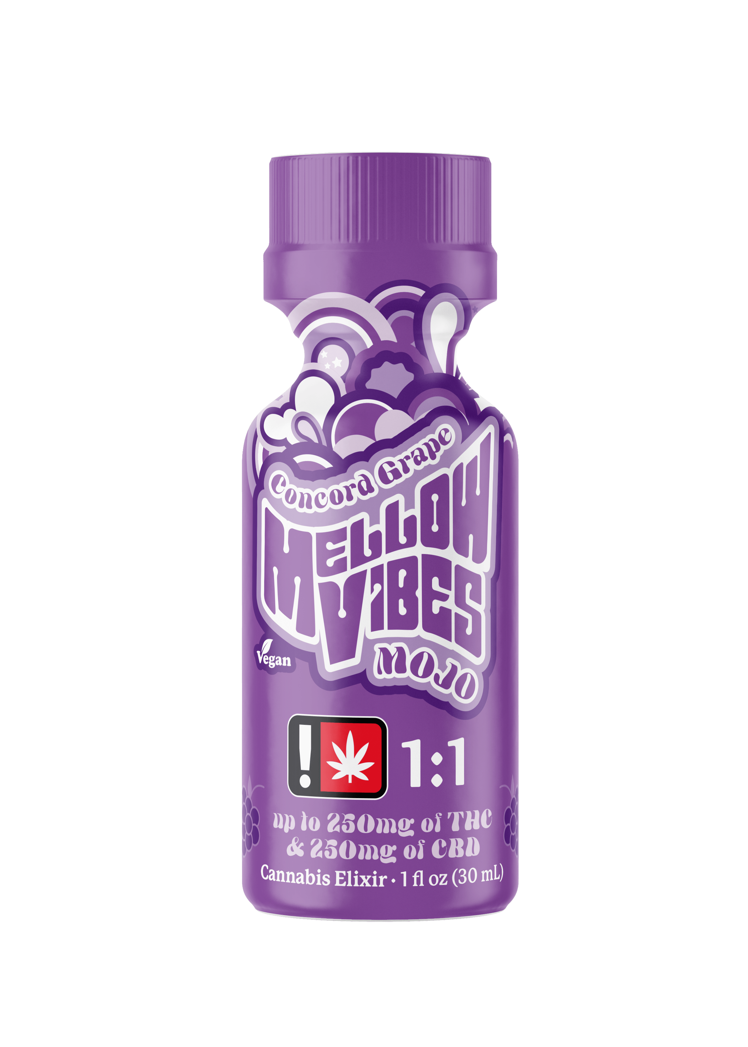 Mellow Vibes Mojo 1:1 THC CBD Concord Grape 1oz 250mg