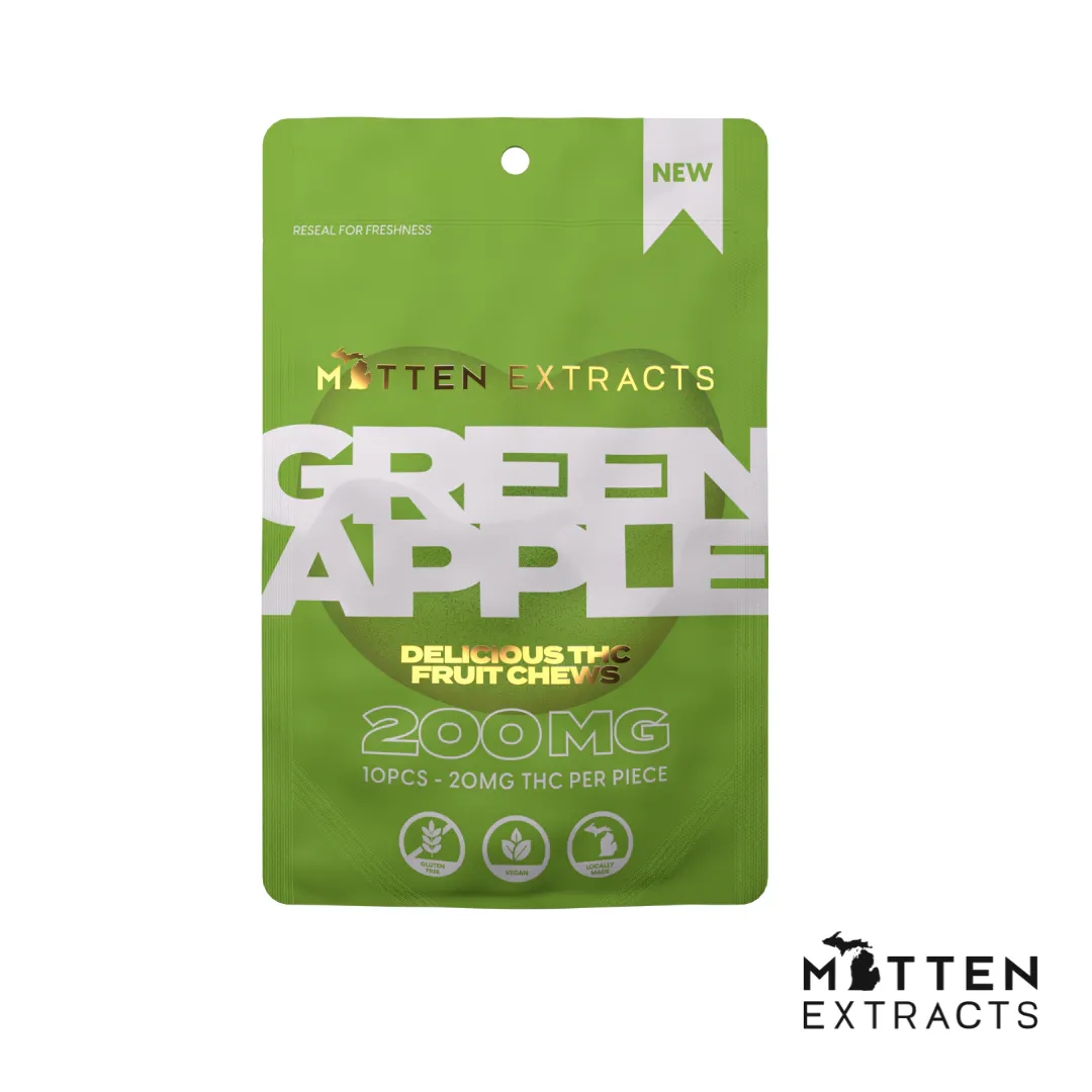 Mitten Extracts - Mitten Extracts - Green Apple Fruit Chews 200mg Main Image