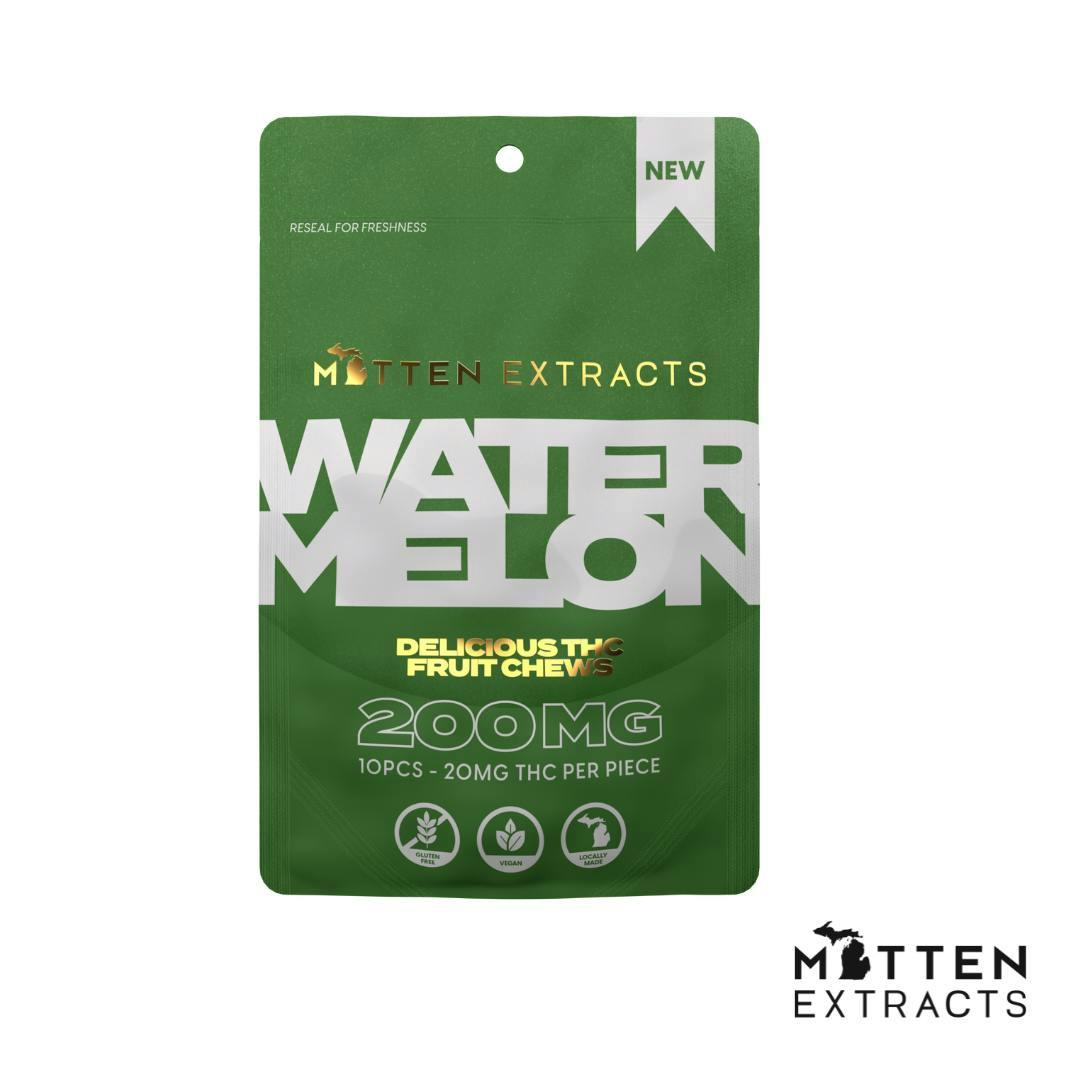 Mitten Extracts | Fruit Chews | Watermelon | Gummies | 200mg | 10pk