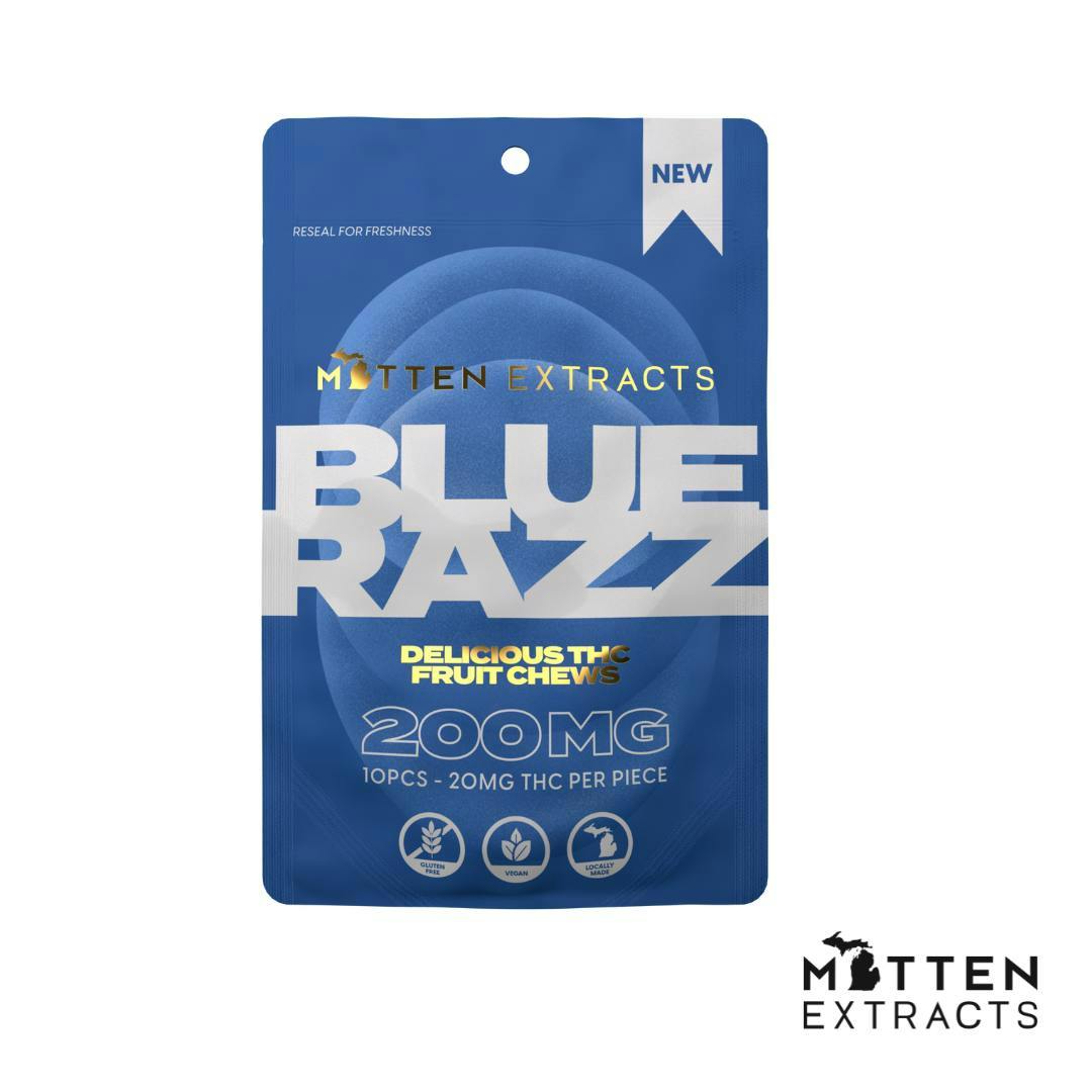 Mitten Extracts | Fruit Chews | Blue Razz | Gummies | 200mg | 10pk by Mitten Extracts