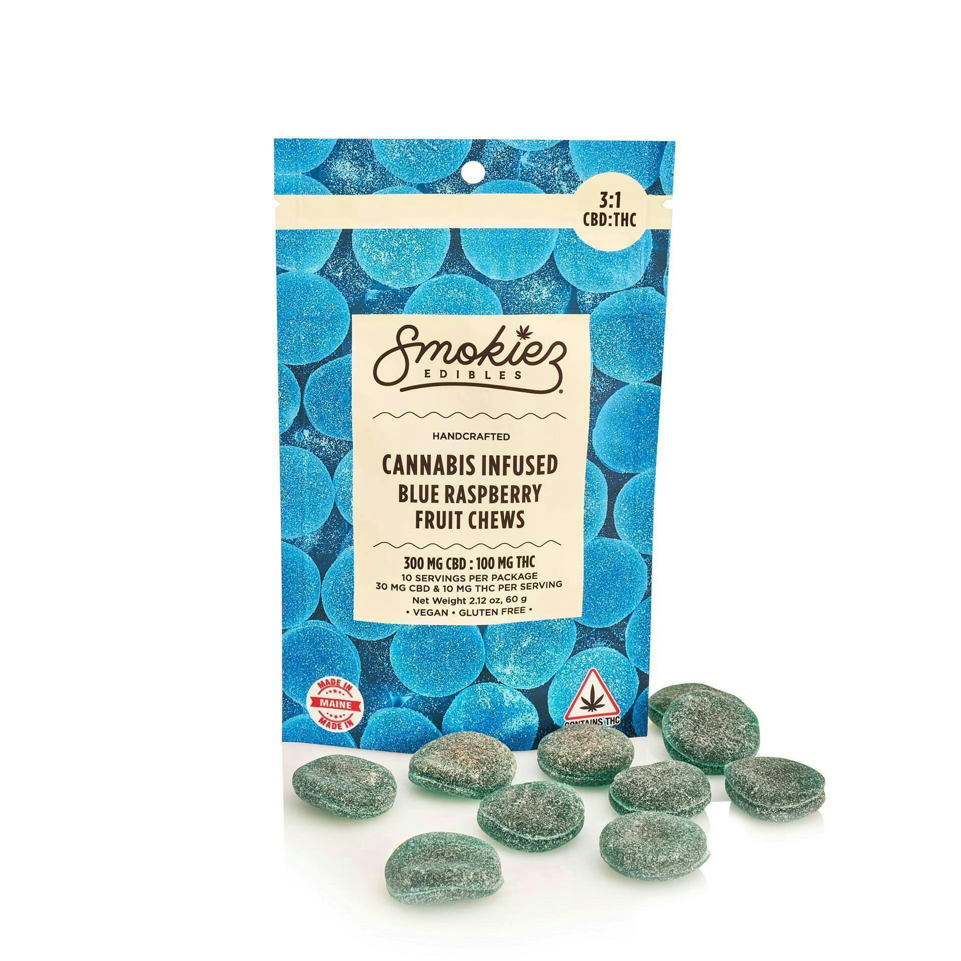 Blue Raspberry Gummies CBD:THC 3:1 | 100mg | 10ct | 10mg/ea by Smokiez Edibles