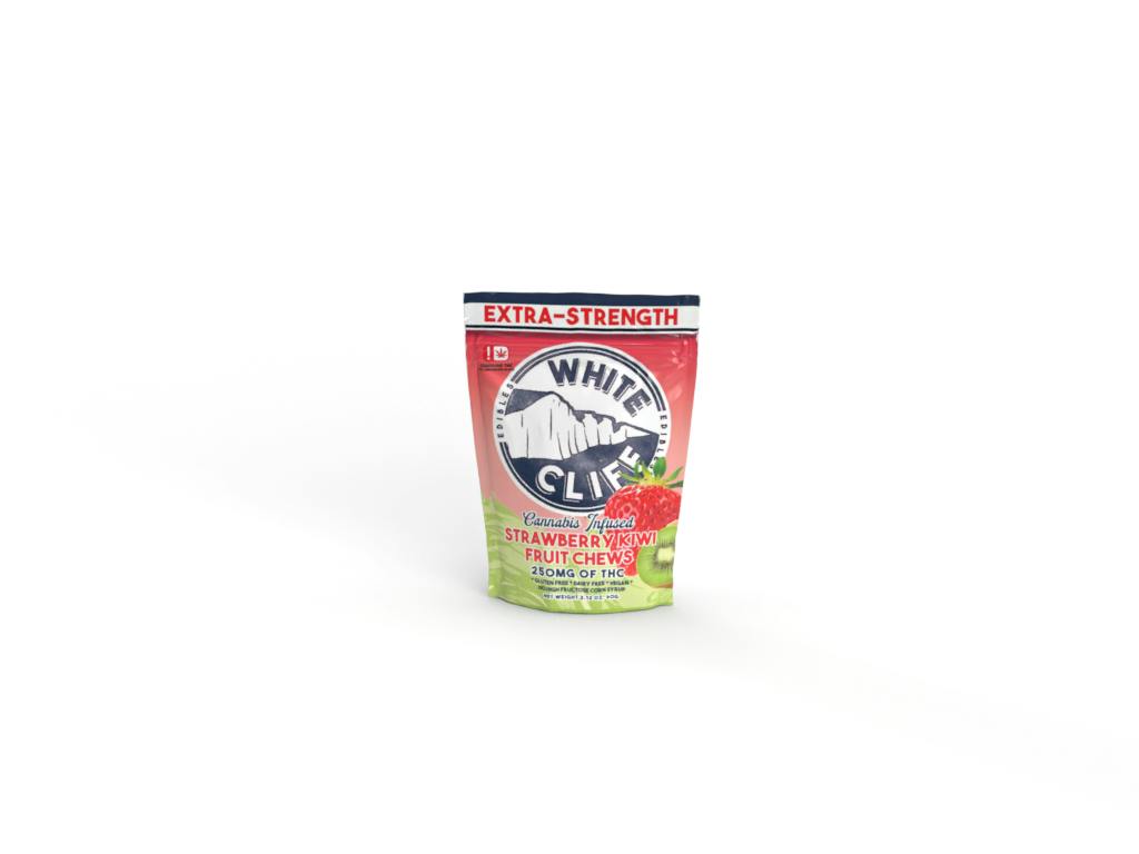 White Cliff Strawberry Kiwi Sweet THC Fruit Chews 250mg, 10, 25mg Pieces