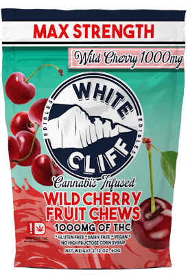 White Cliff Cherry Sweet THC Fruit Chews 1000mg, 10, 100mg Pieces