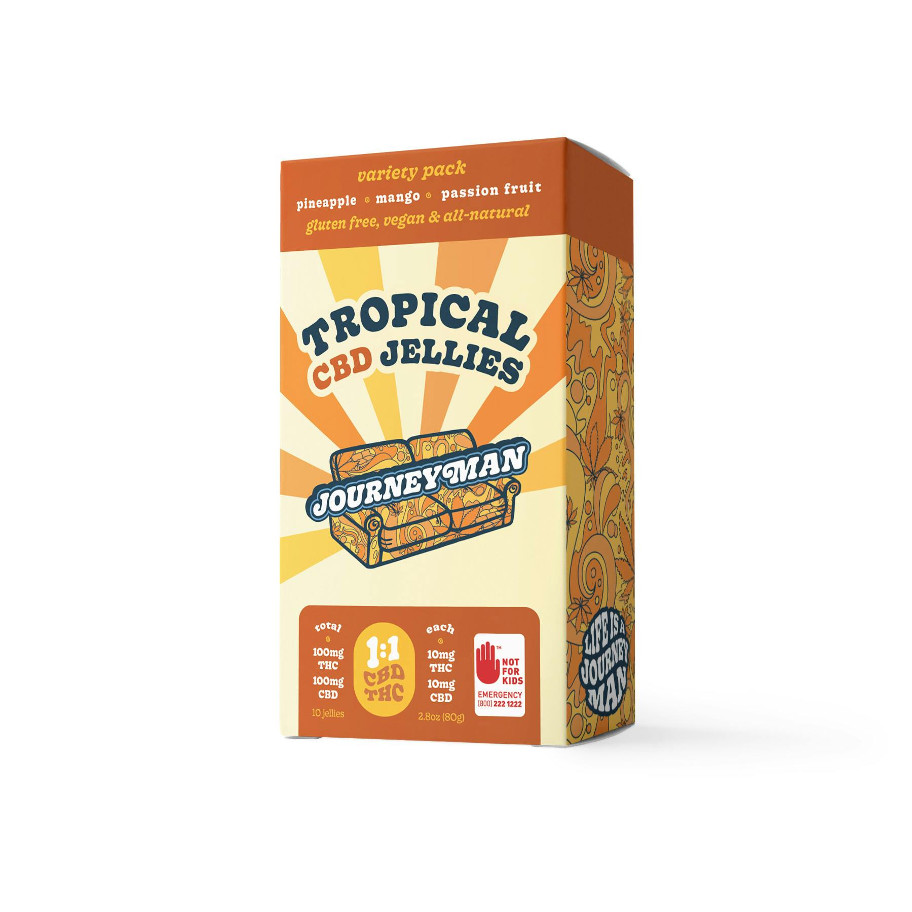 1:1 Tropical CBD Jellies (100mg CBD/100mg THC)