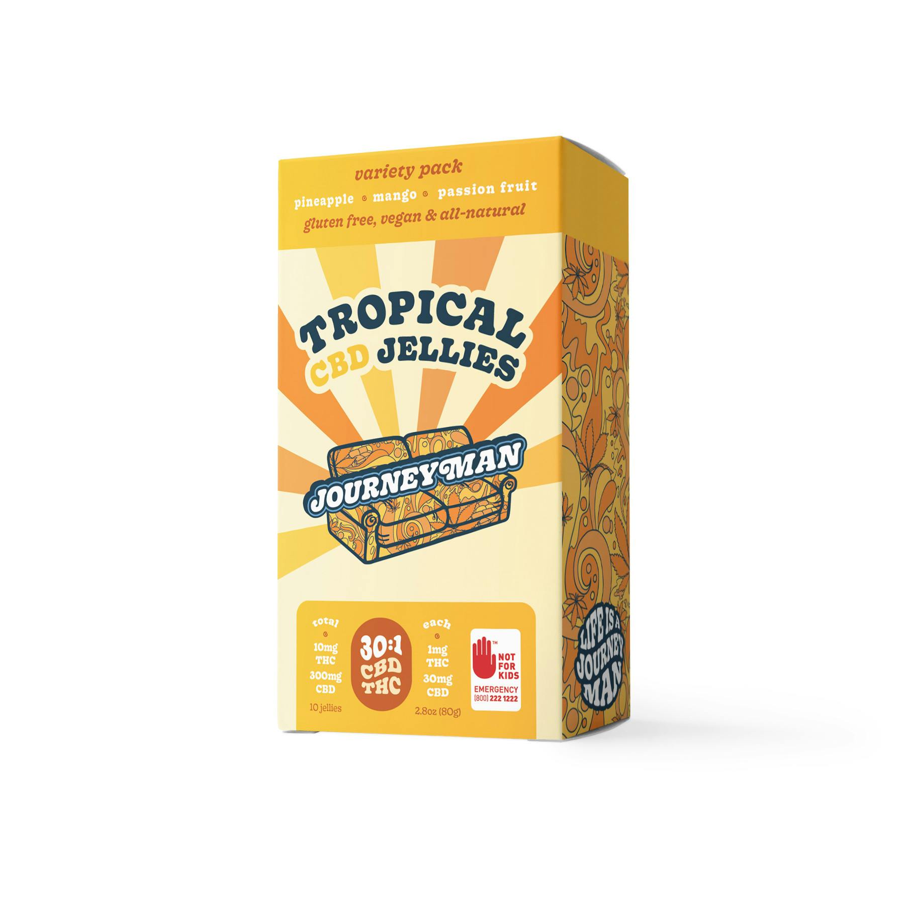30:1 Tropical CBD Jellies (300mg CBD/10mg THC)