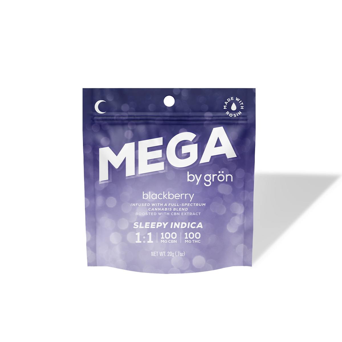 [REC] Grön | Blackberry Mega Pearl 1:1 CBN/THC | 100mg/10pk Soft Chews