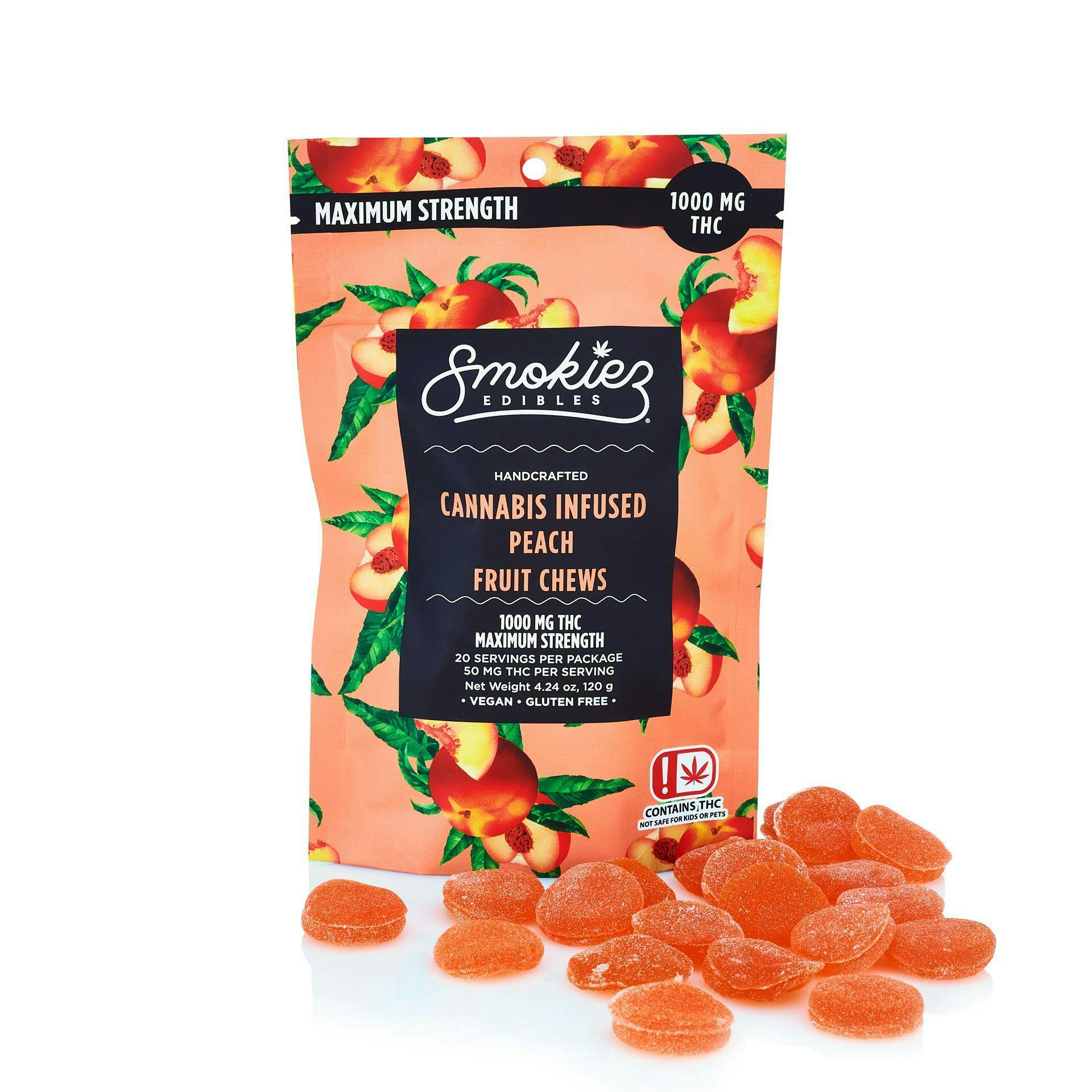Peach Fruit Chews | 1000mg | 20ct | 50mg/ea