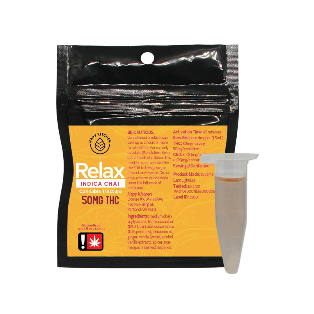 Tinctures - Relax Indica Chai - 50mg Single Serving