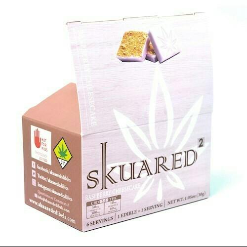 Edible: Skuared - CBD:THC - Raspberry Cheesecake 5:1 6pk 1.05oz (30g) by Skuared