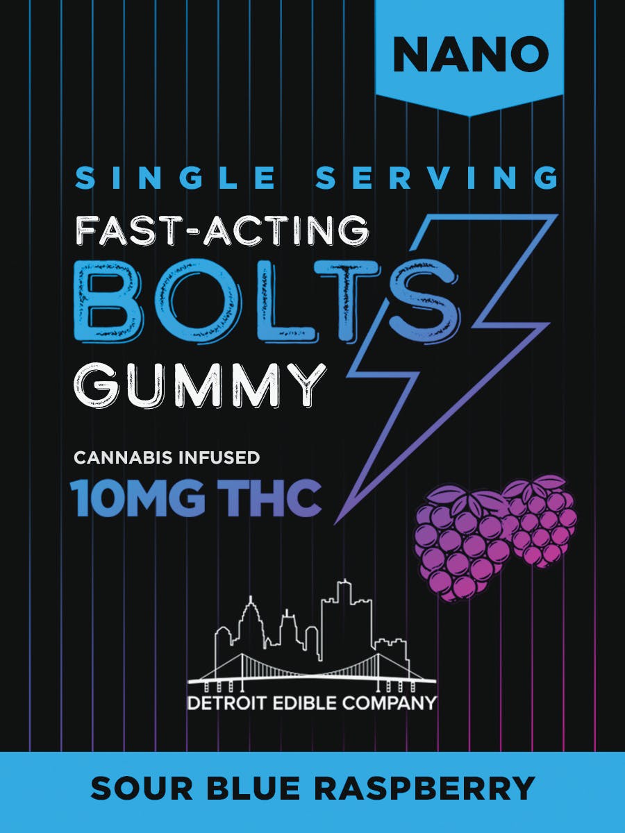 Bolts | Sour Blue Raspberry Nano Gummies | 10mg | Single at Stoned Goat Cannabis Co.