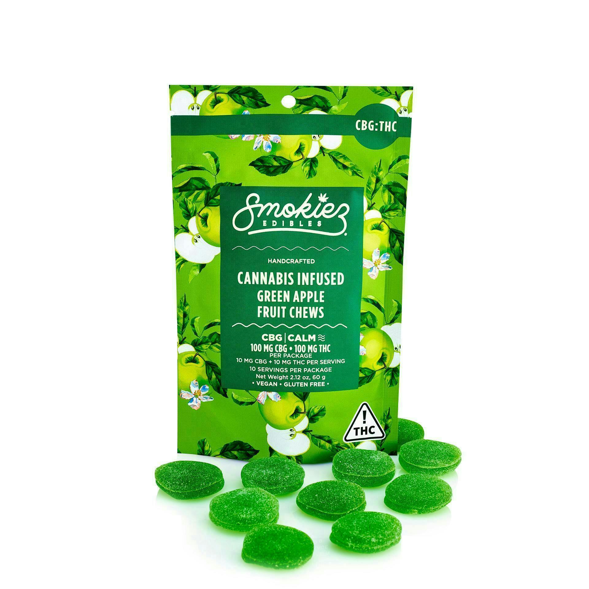 Green Apple Gummies CBG:THC 1:1 | 100mg | 10ct | 100mg/ea by Smokiez Edibles