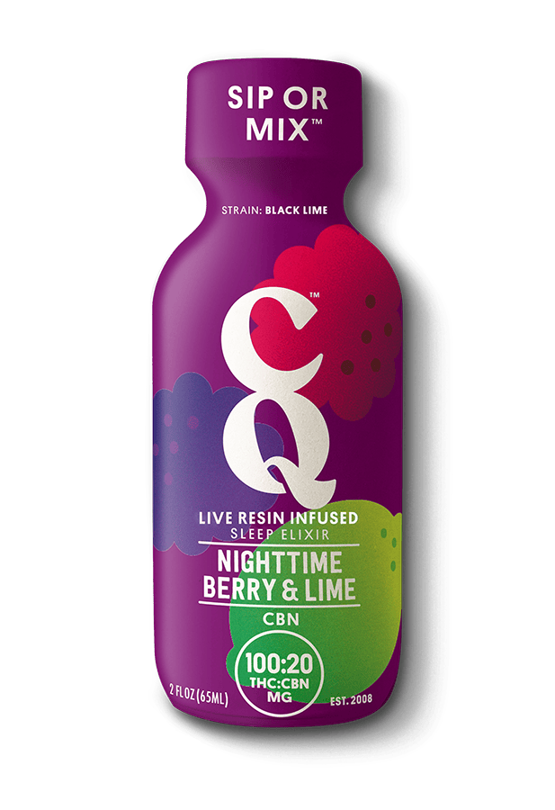 NIGHTTIME BERRY & LIME shot w/ CBN and LIVE RESIN (STRAIN: BLACK LIME) by CQ Drinks