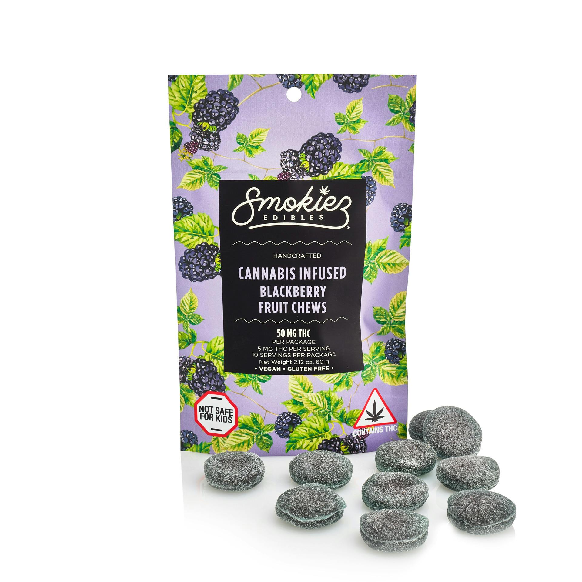 Smokiez Edibles Blackberry Fruit Chews 50mg THC MA Weedmaps