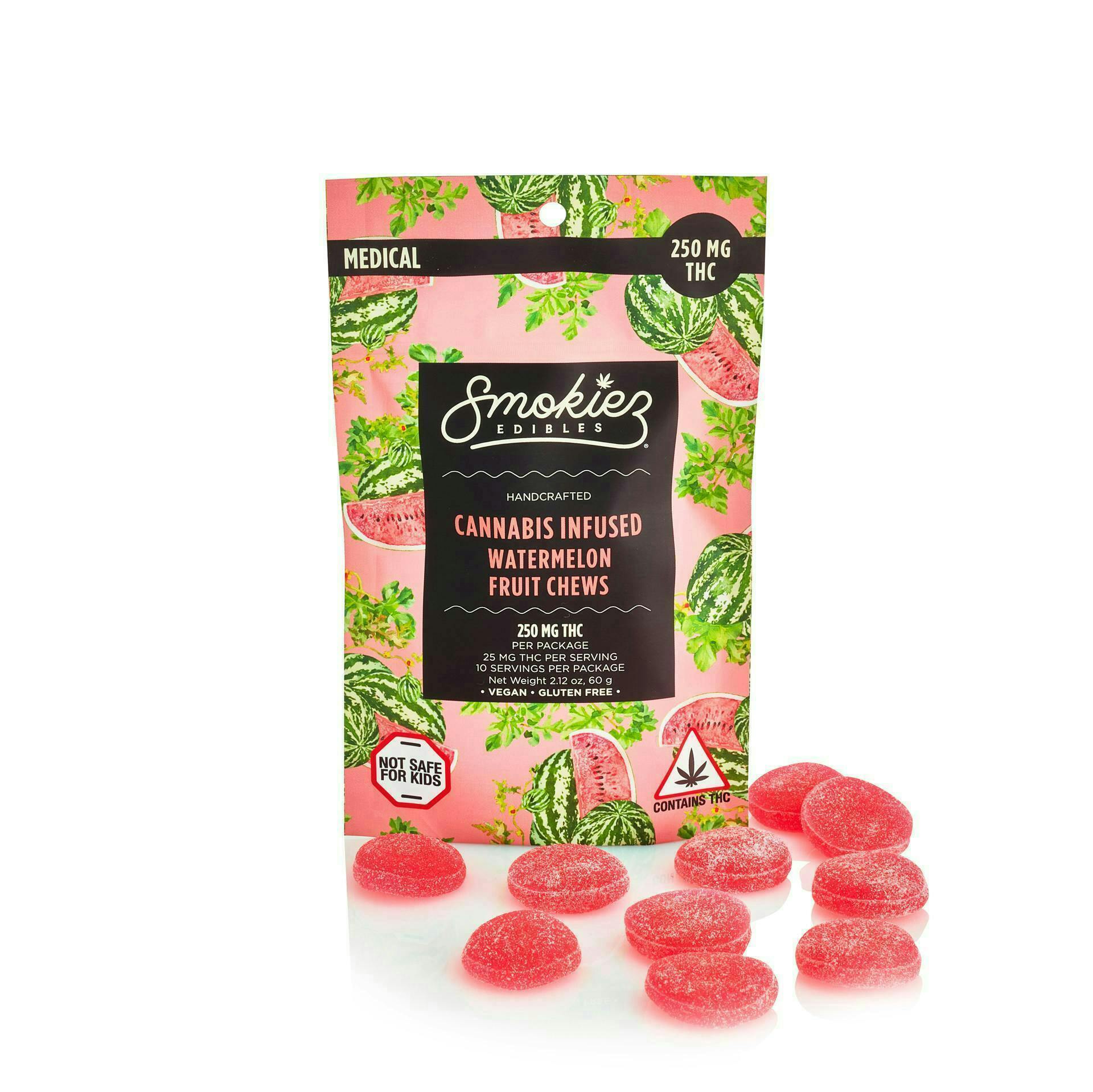 Watermelon Fruit Chews | 250mg | 10ct | 25mg/ea