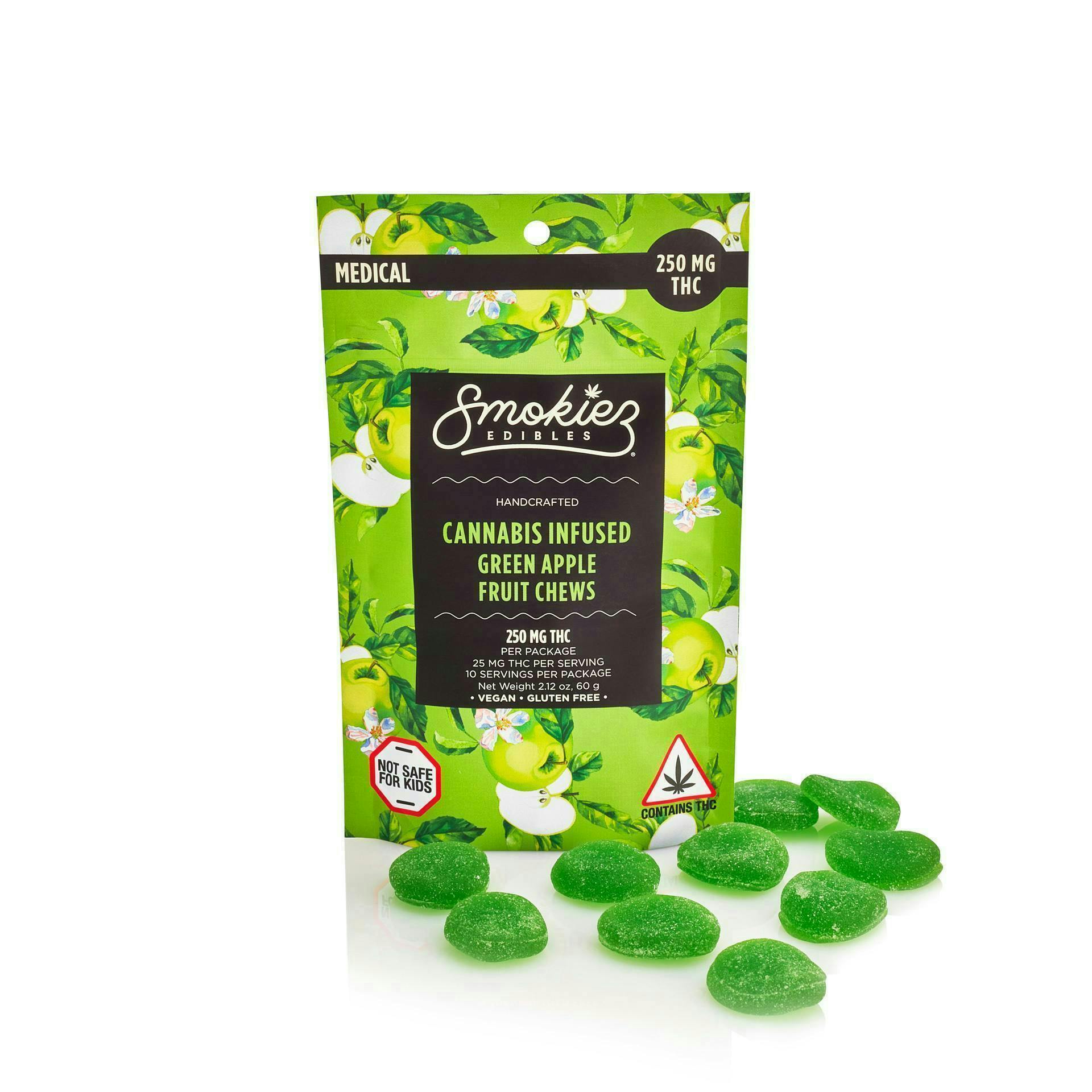 Green Apple Gummies | 250mg | 10ct | 25mg/ea by Smokiez Edibles