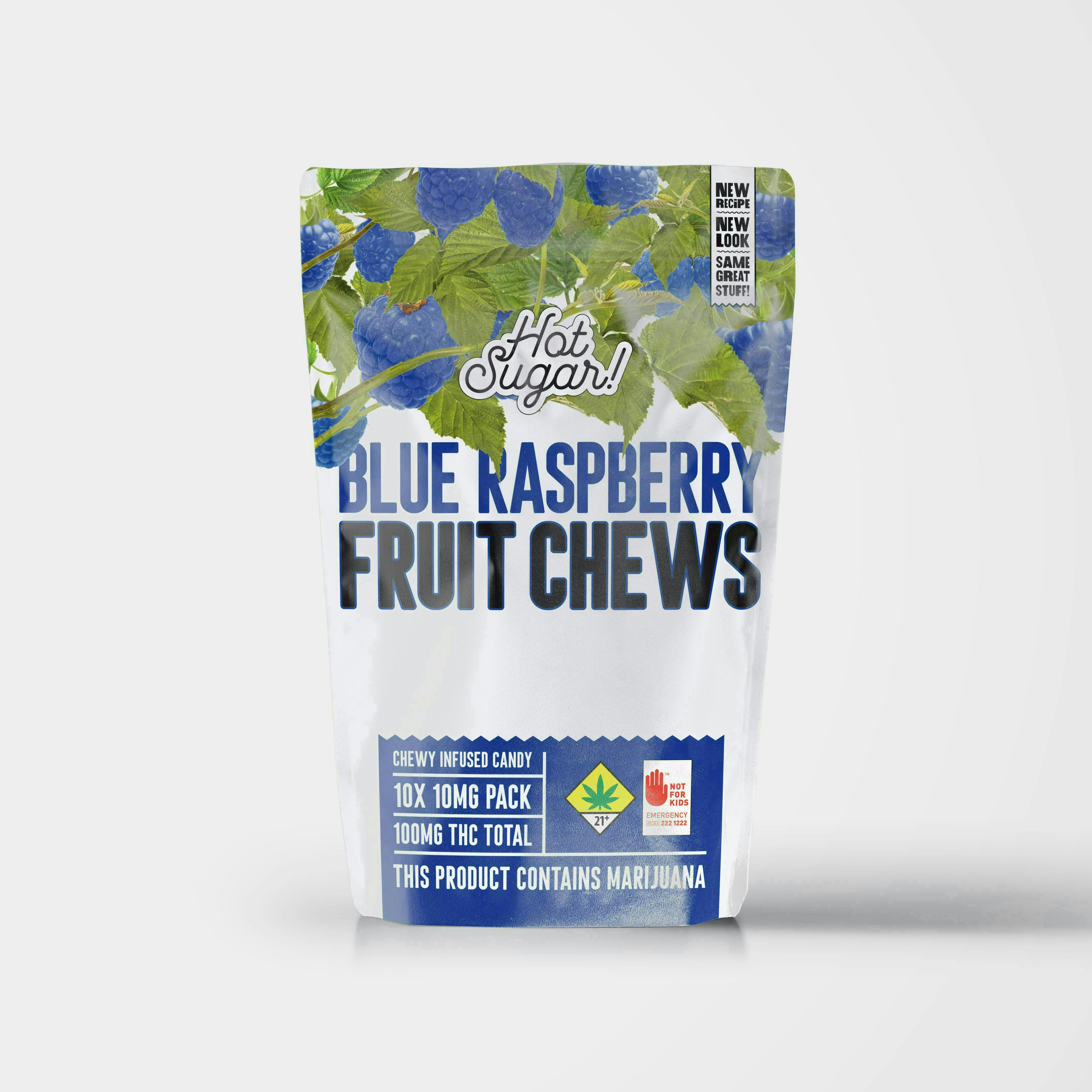 Fruit Chews | Sour Blue Raspberry Edibles | 100mg | 10ct | 10mg/ea