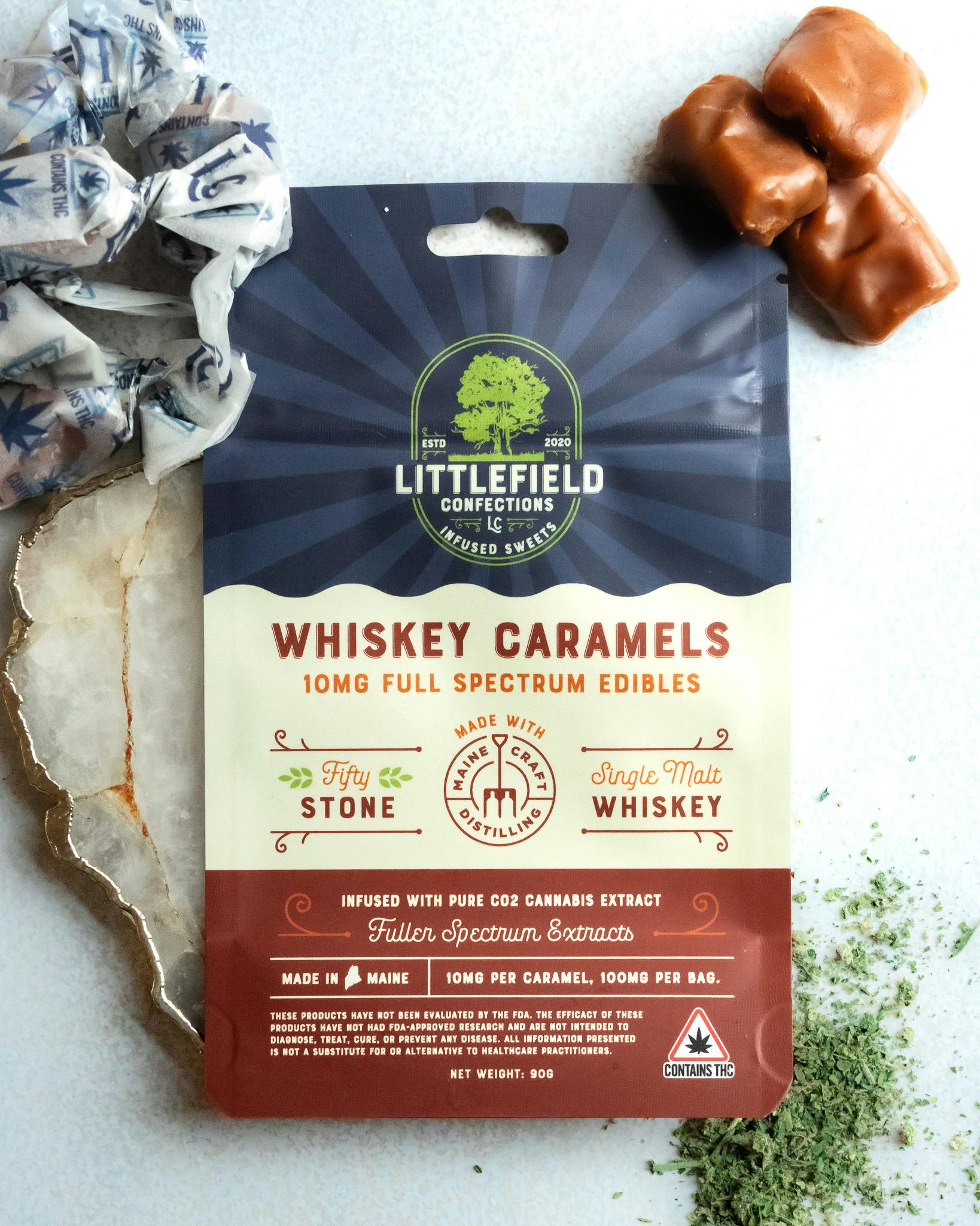 Full Spectrum Whiskey Caramels 10mg/pc 100mg Total by Littlefield Confections