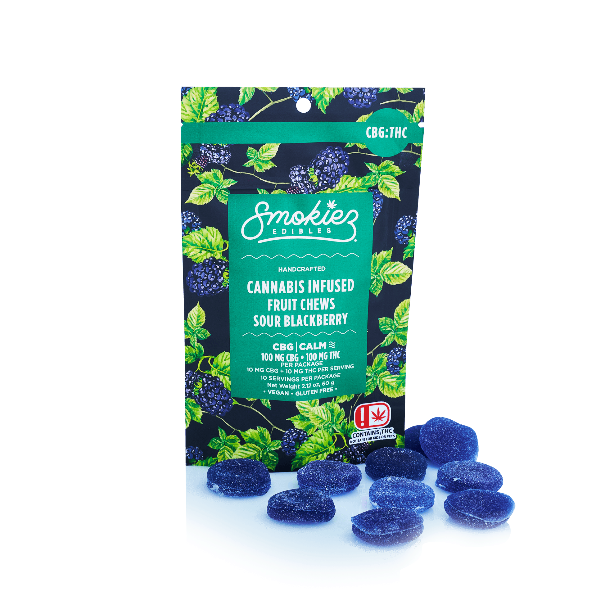 Sour Blackberry Gummies THC:CBG 1:1 | 100mg | 10ct | 10mg/ea by Smokiez Edibles