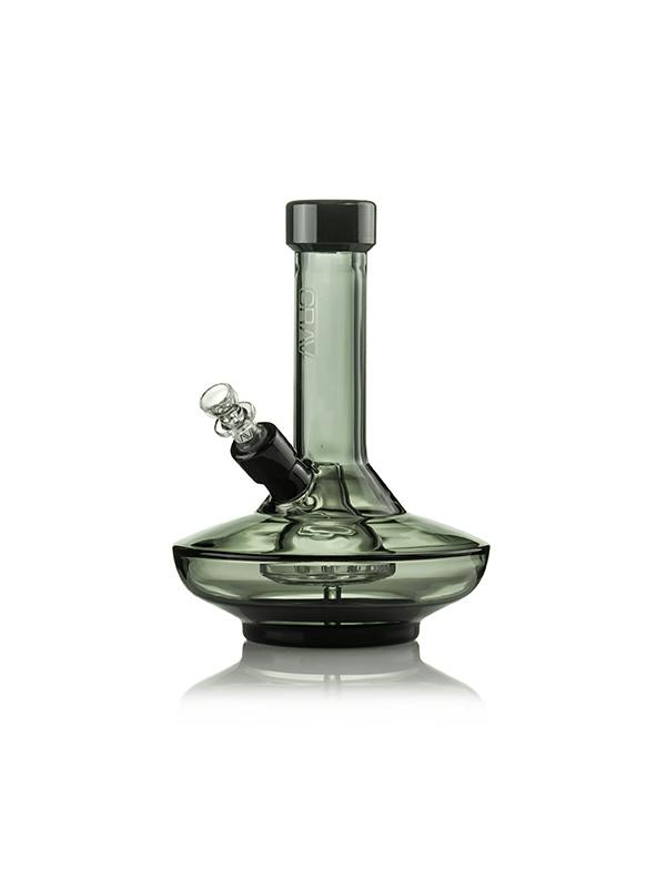 GRAV® Small Wide Base Water Pipe in Smoke with Black Accents