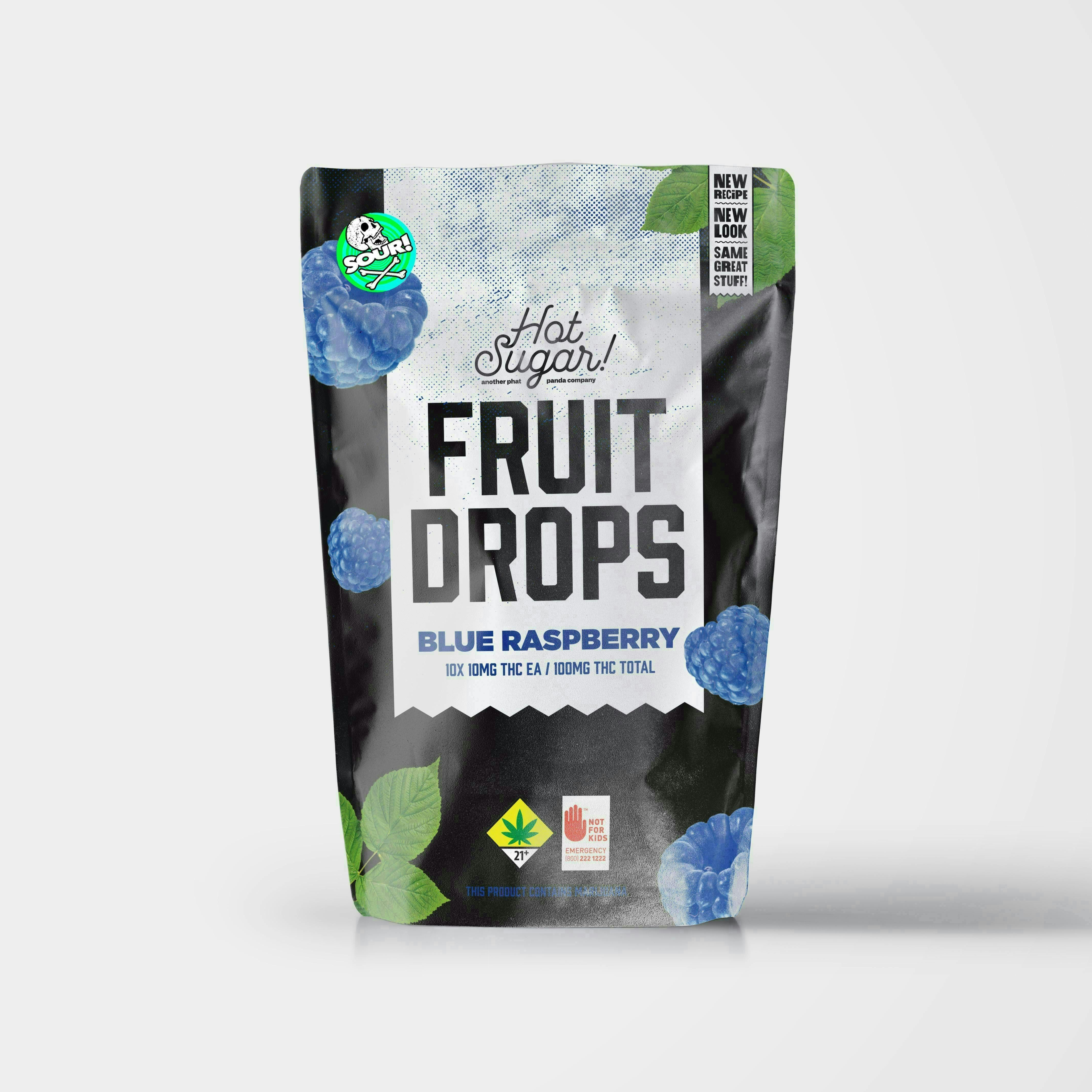 Fruit Drops | Sour Blue Raspberry Gummies | 100mg | 10ct | 10mg/ea by Hot Sugar!