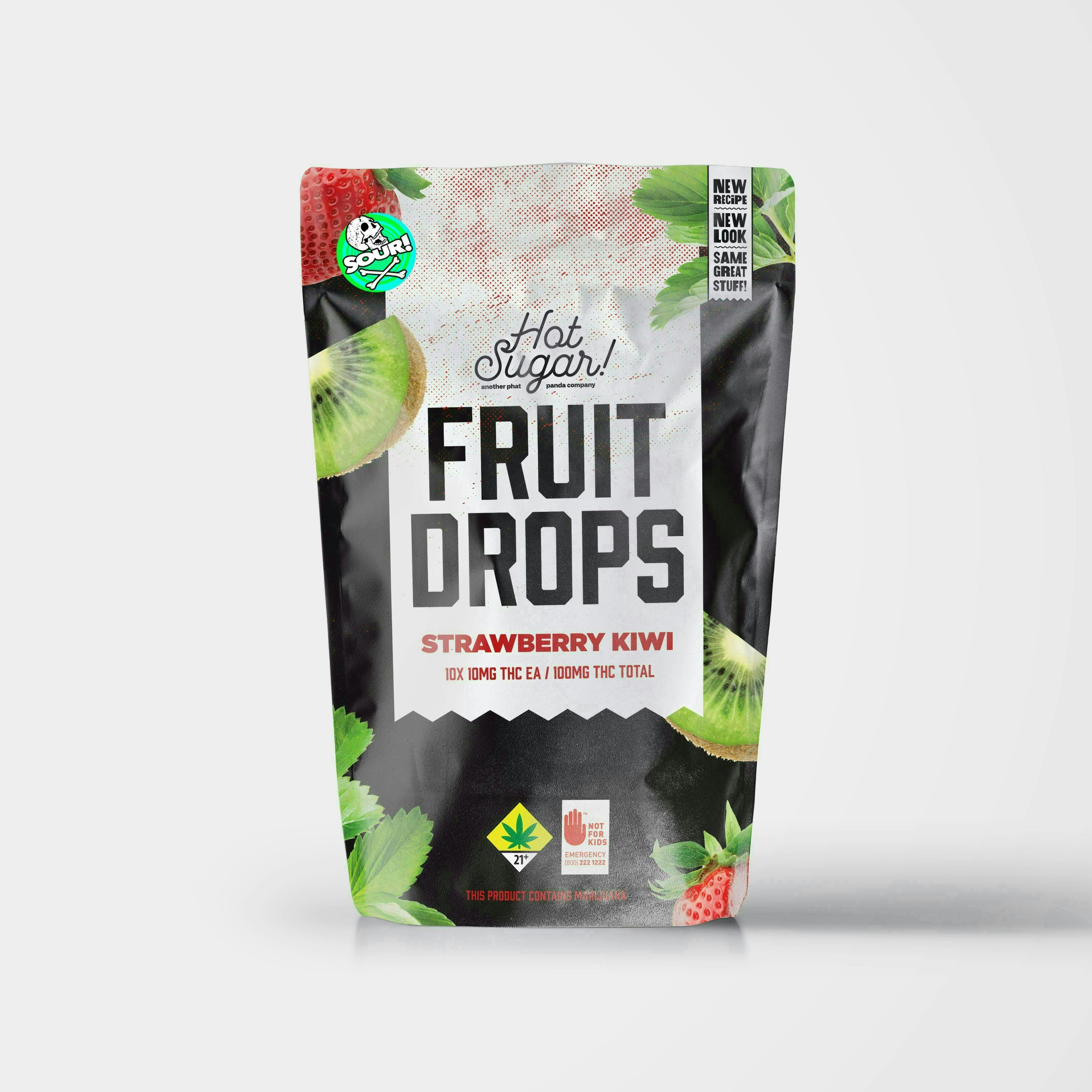 Fruit Drops | Sour Strawberry Kiwi Gummies | 100mg | 10ct | 10mg/ea