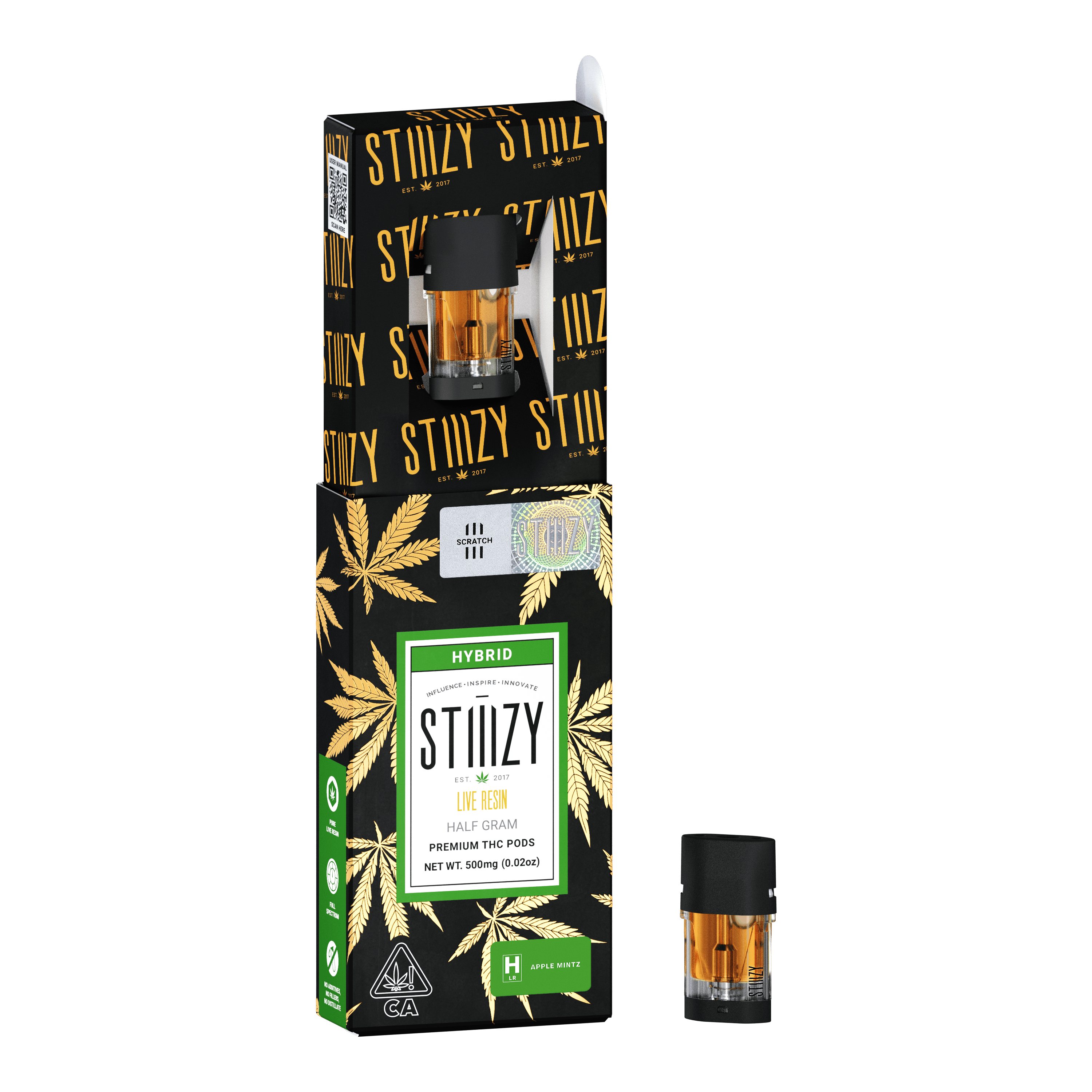 STIIIZY Vape Cartridge - APPLE MINTZ .5G Live Resin Pod - STIIIZY — Cartridges