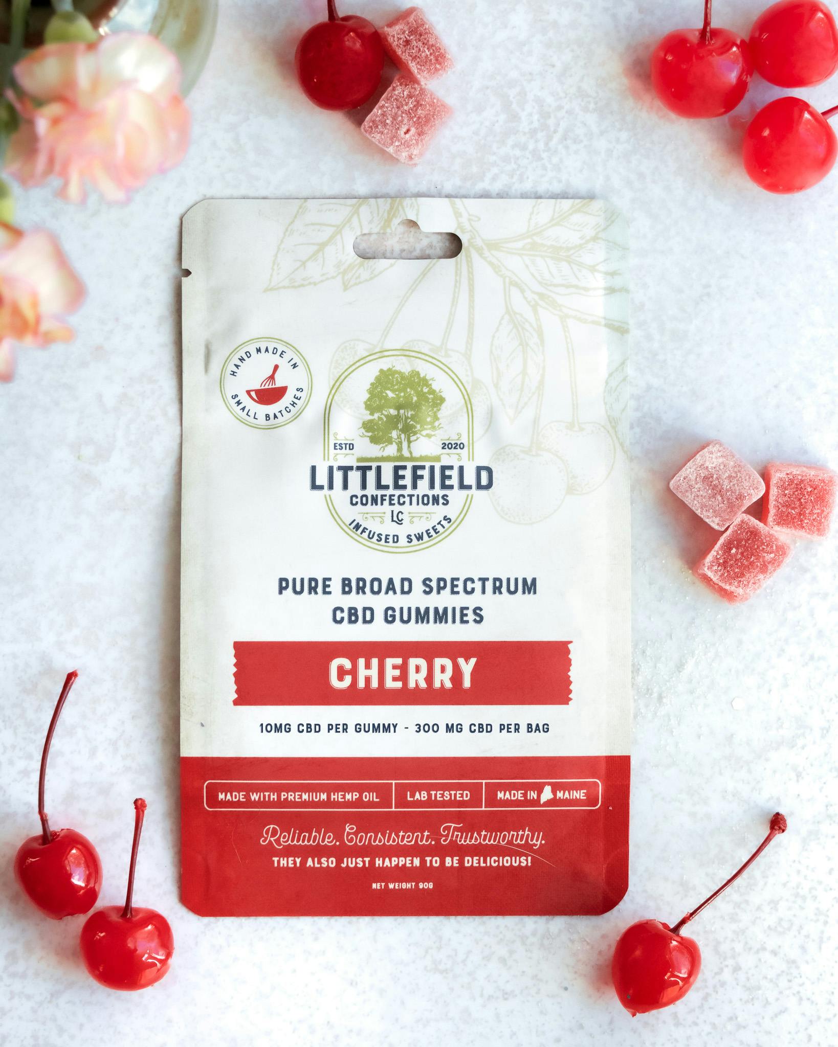 Cherry CBD Gummies 10mg/pc 300mg Total by Littlefield Confections