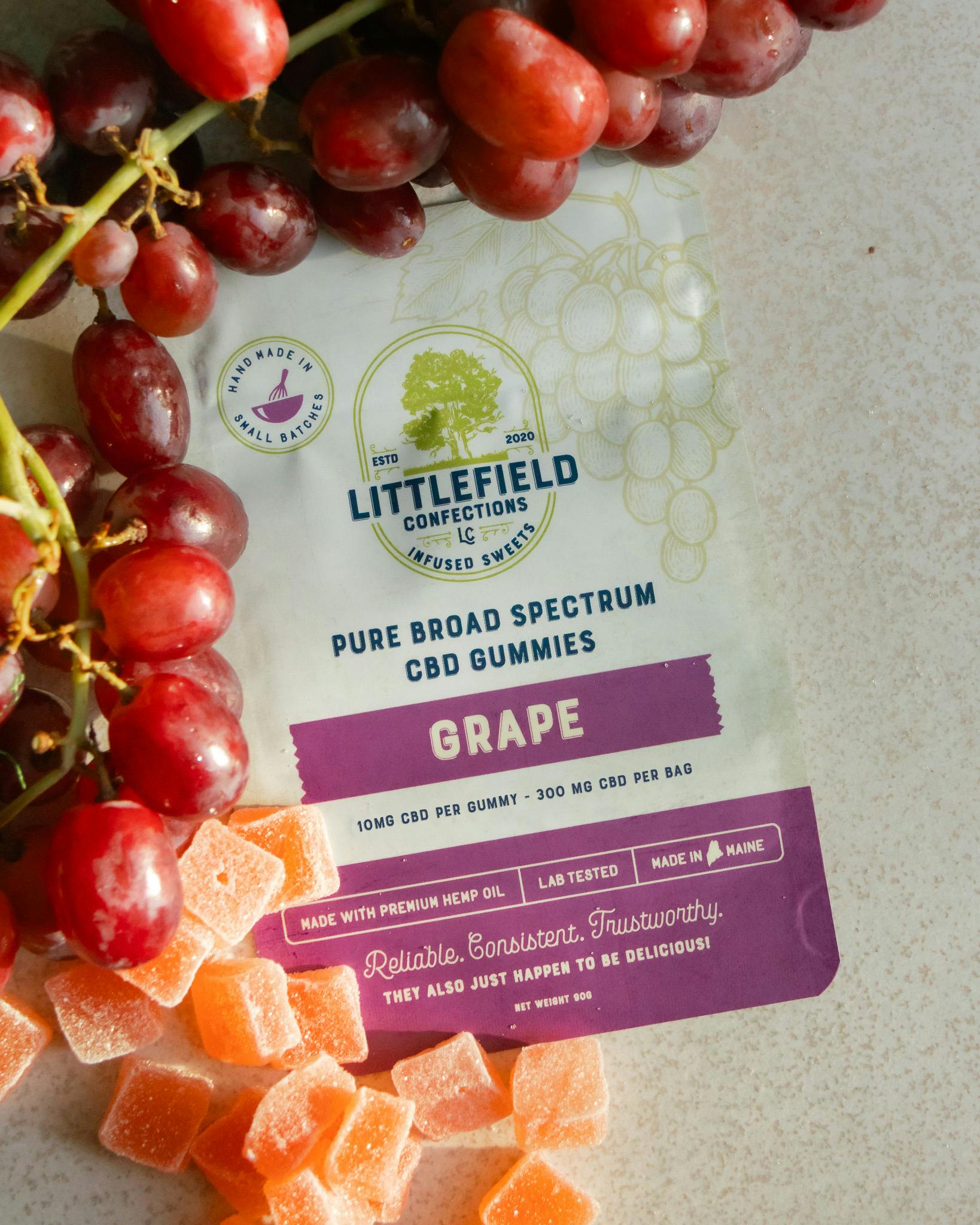 Grape CBD Gummies 10mg/pc 300mg Total by Littlefield Confections