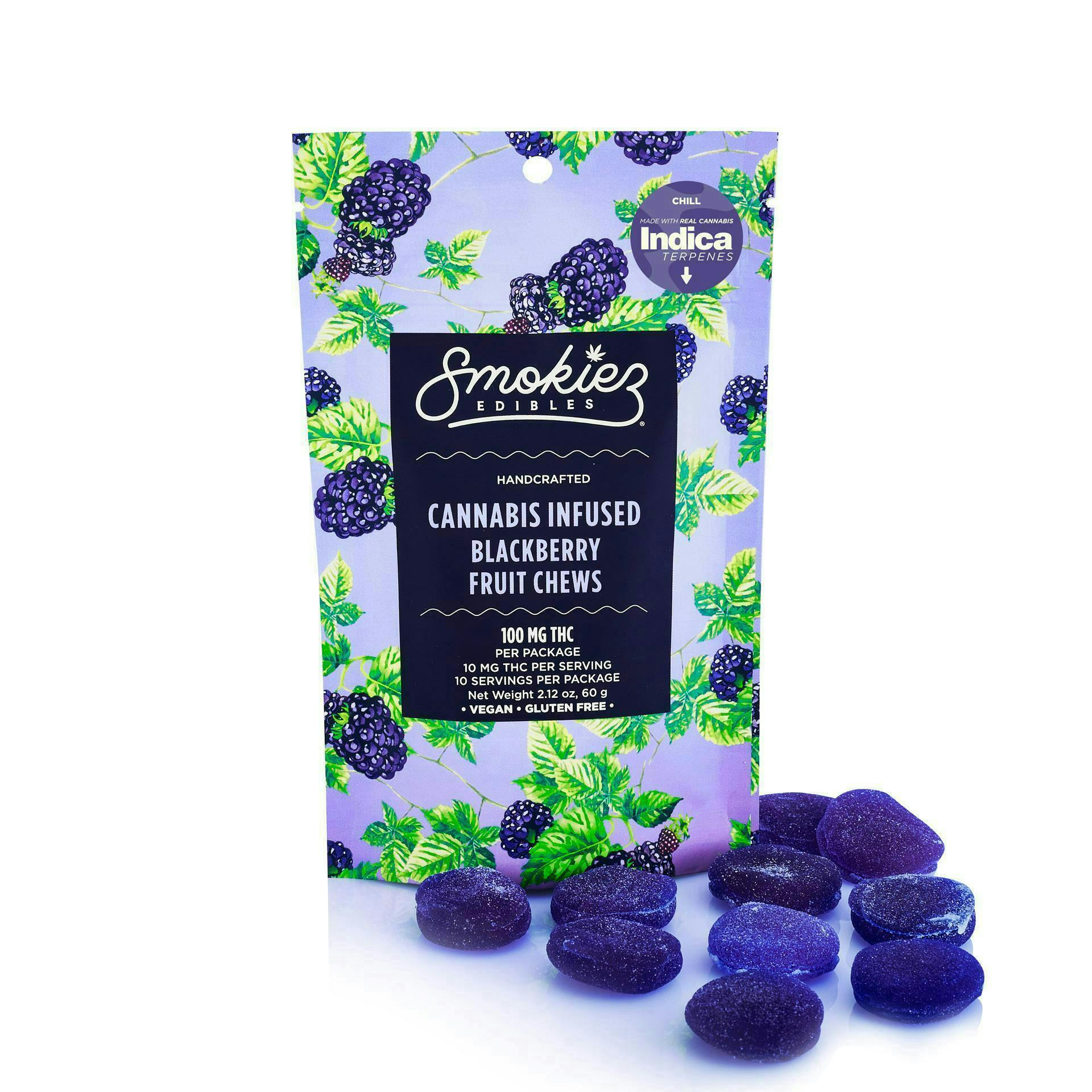 Blackberry Fruit Chews | 100mg | 10ct | 100mg/ea by Smokiez Edibles