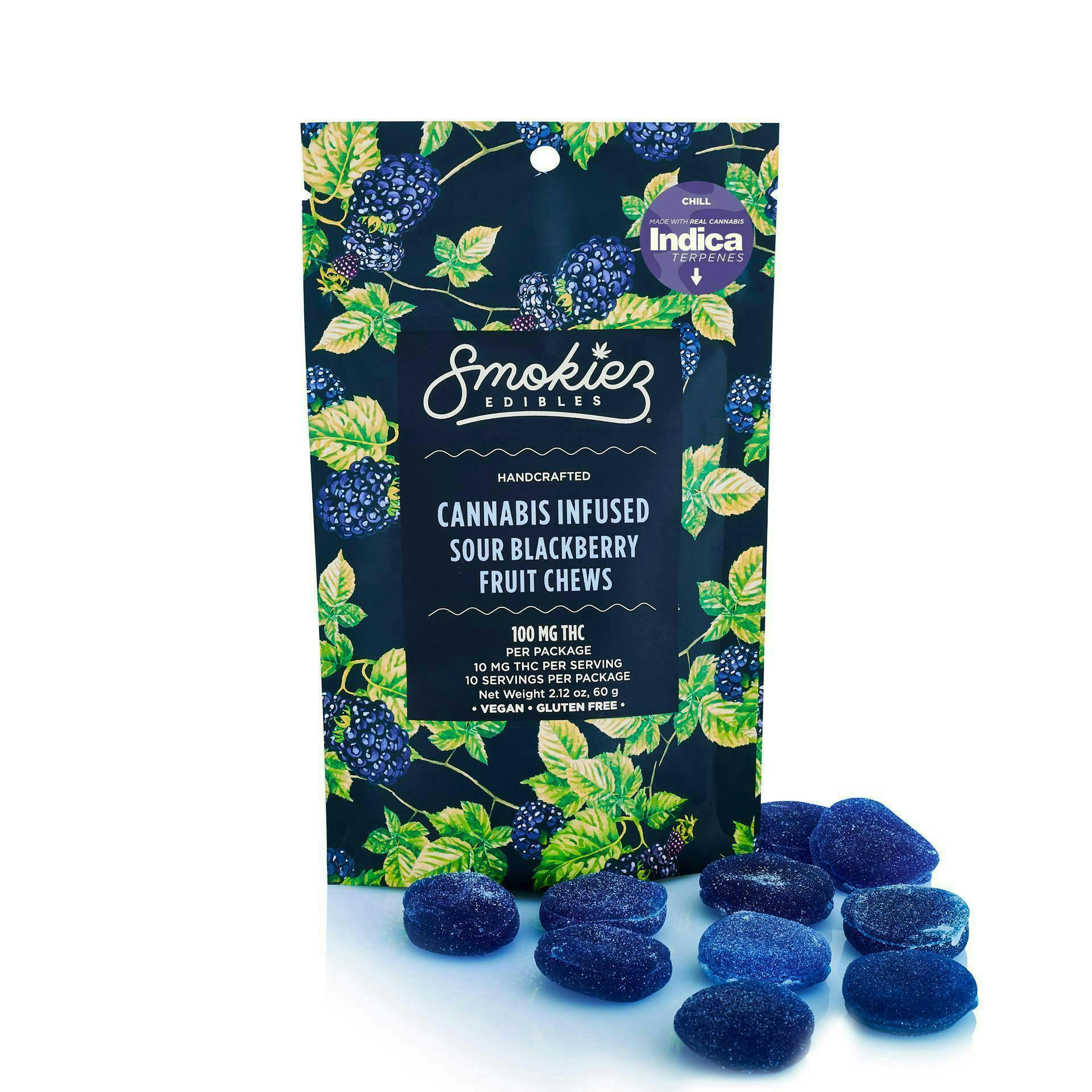 Sour Blackberry Gummies | 100mg | 10ct | 100mg/ea by Smokiez Edibles